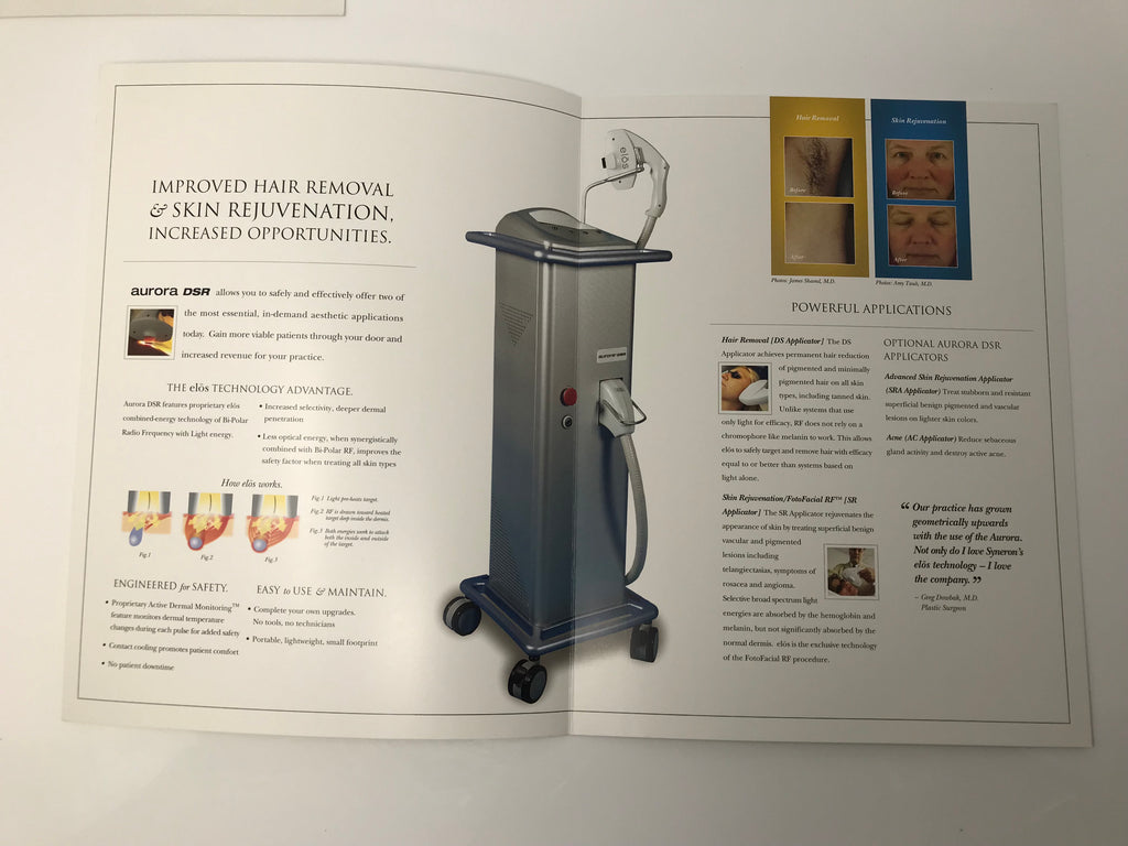 Syneron Aurora DSR Hair Removal SR Laser Platform Sales Marketing Pamphlet 32pac