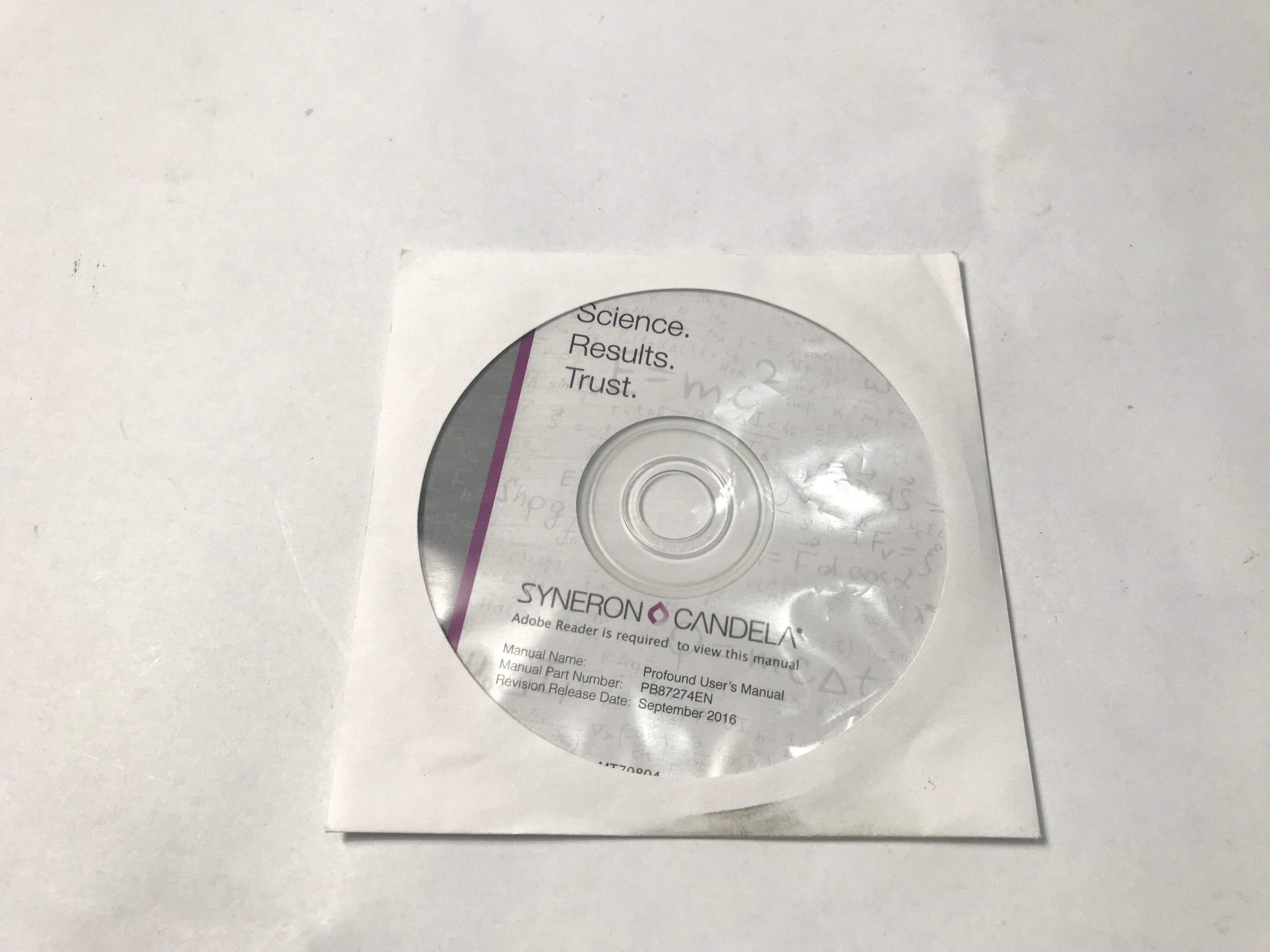 Syneron Candela Profound RF Laser System User Operators Manual DVD CD PB87274EN