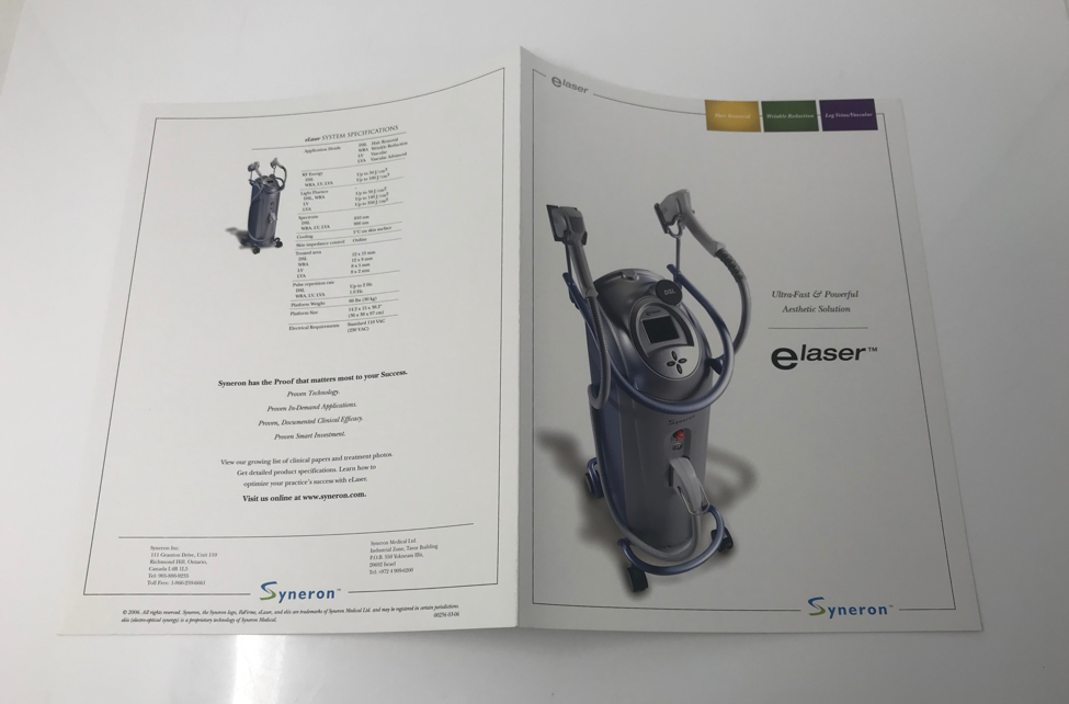 Syneron ELaser Cosmetic Laser System Marketing Promotion Brochure Pamphlets