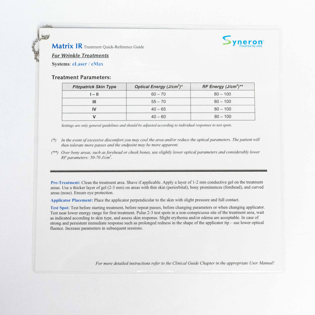 Syneron Matrix IR - eLaser / eMax Wrinkle Treatments Quick-Reference Guide