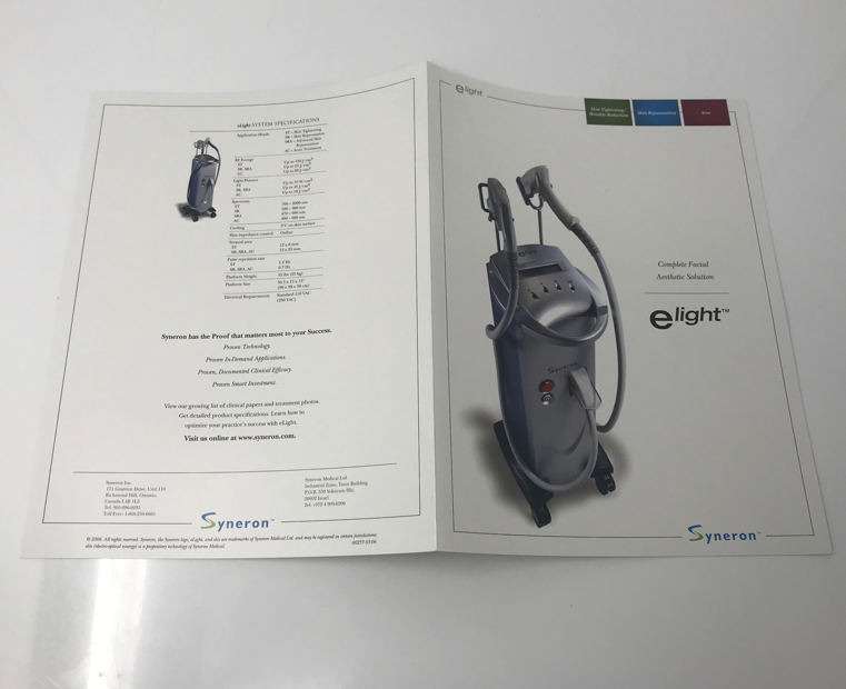 Syneron eLight Aesthetic Laser System Marketing Promotion Brochure Pamphlets
