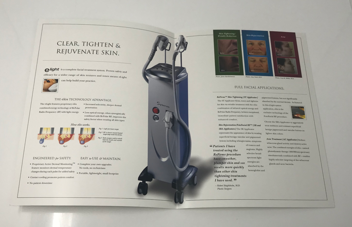 Syneron eLight Aesthetic Laser System Marketing Promotion Brochure Pamphlets