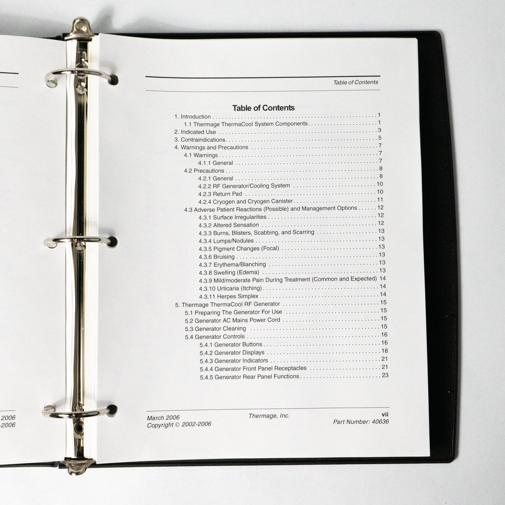THERMAGE ThermaCool TC System TECHNICAL USER'S MANUAL - 40636 - 102 Pages
