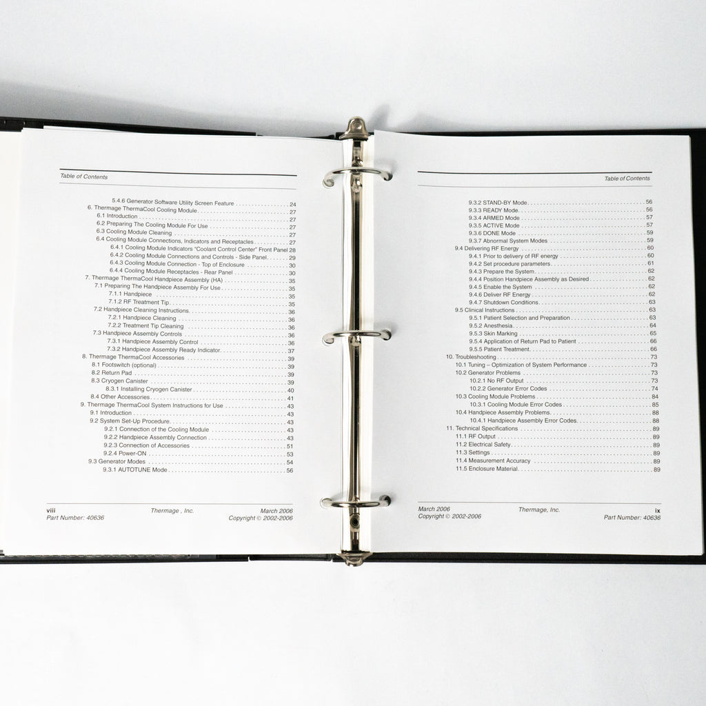 THERMAGE ThermaCool TC System TECHNICAL USER'S MANUAL - 40636 - 102 Pages