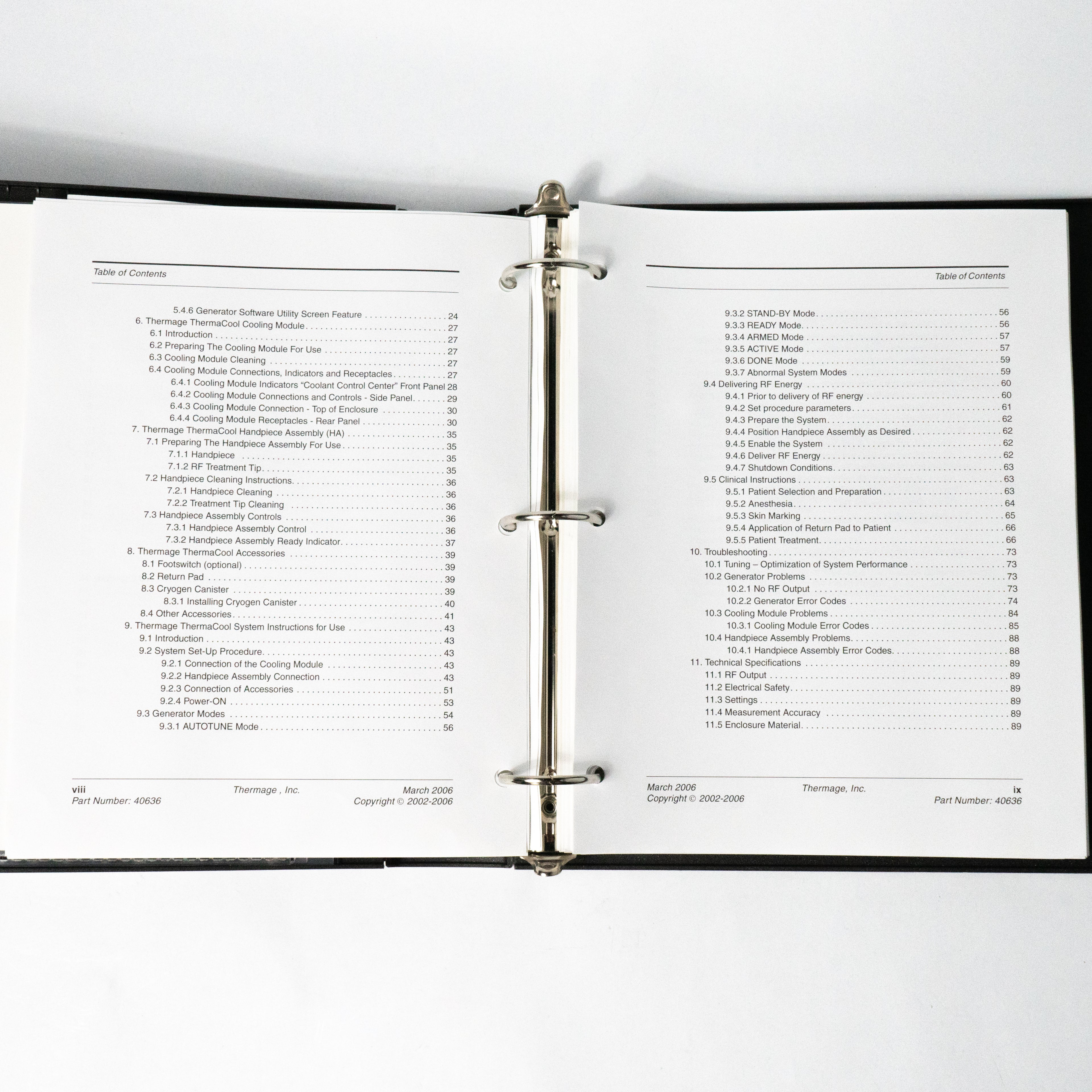 THERMAGE ThermaCool TC System TECHNICAL USER'S MANUAL - 40636 - 102 Pages