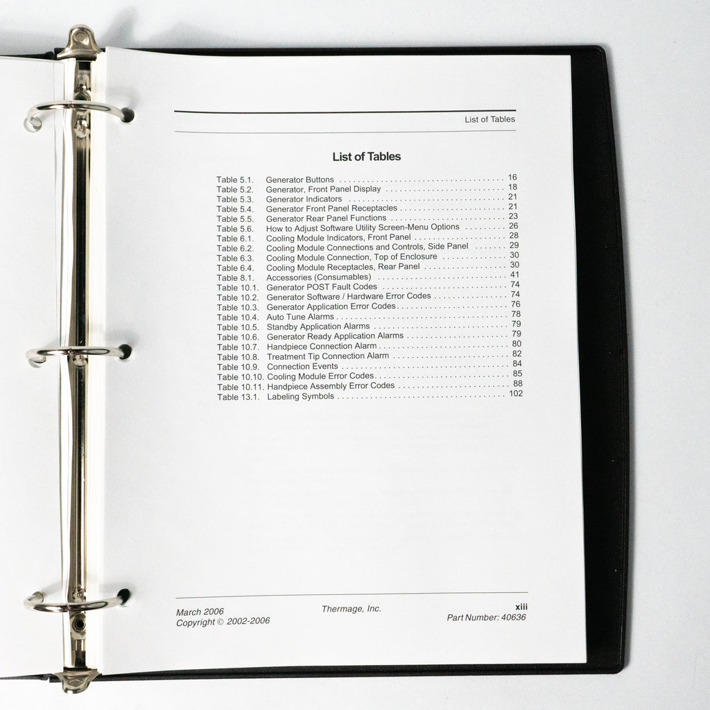 THERMAGE ThermaCool TC System TECHNICAL USER'S MANUAL - 40636 - 102 Pages