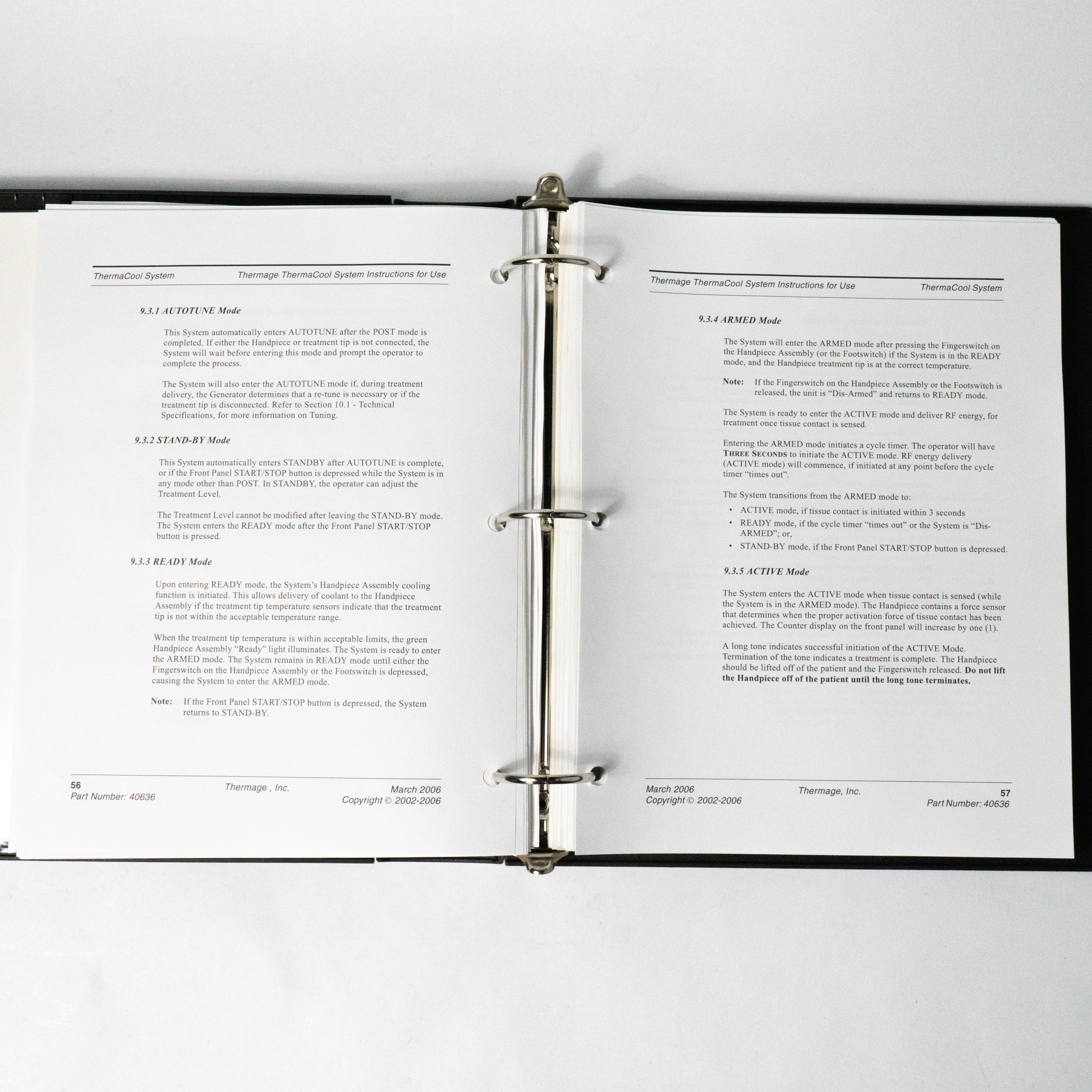 THERMAGE ThermaCool TC System TECHNICAL USER'S MANUAL - 40636 - 102 Pages