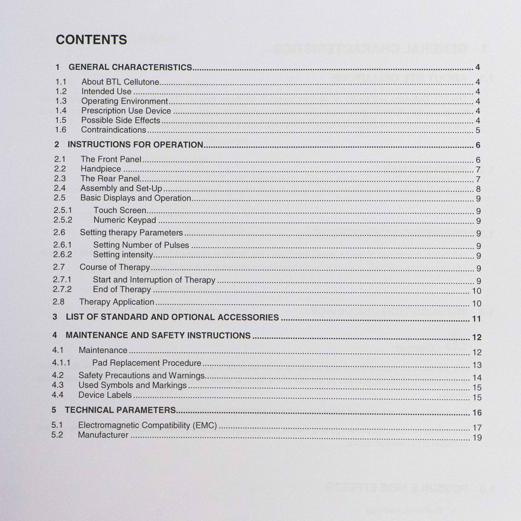BTL Cellutone Operator's Manual Cellulite Reduction 744-80MANCENUS101