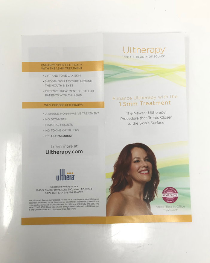 Ulthera 1.5mm Ultherapy Smoothing Wrinkle Treatment Patient Brochure 25 Pack
