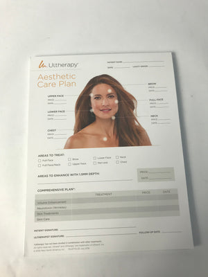 Ulthera Ultherapy Aesthetic Care Plan Consultation Form Paperwork 50 Page Pad