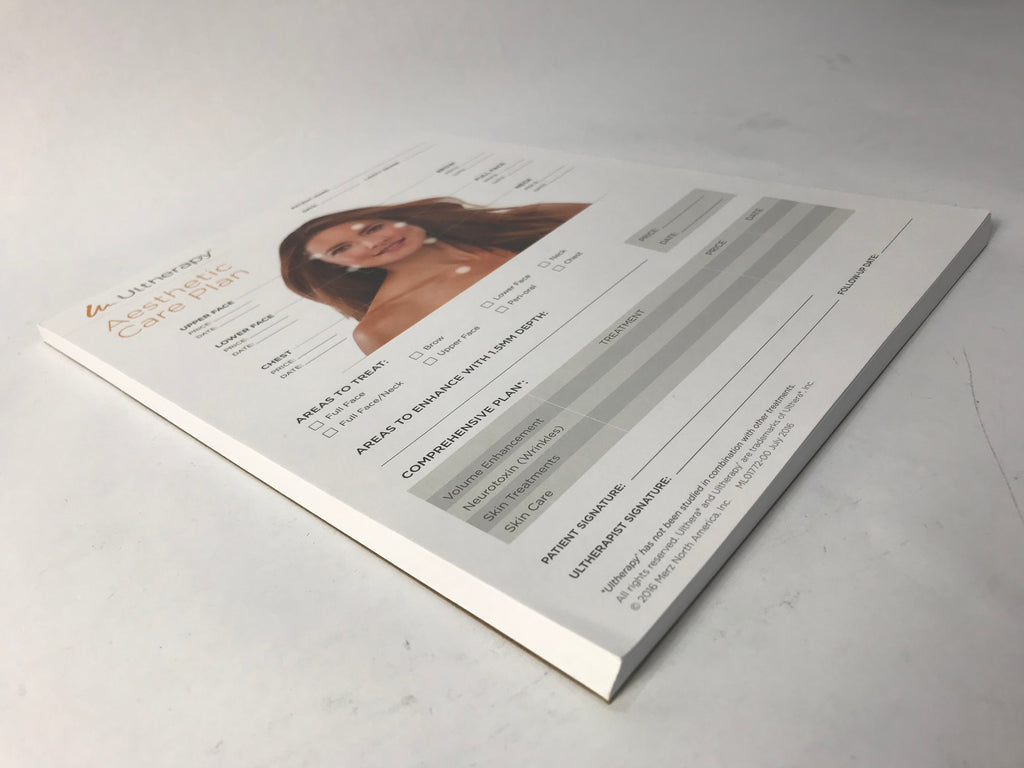 Ulthera Ultherapy Aesthetic Care Plan Consultation Form Paperwork 50 Page Pad