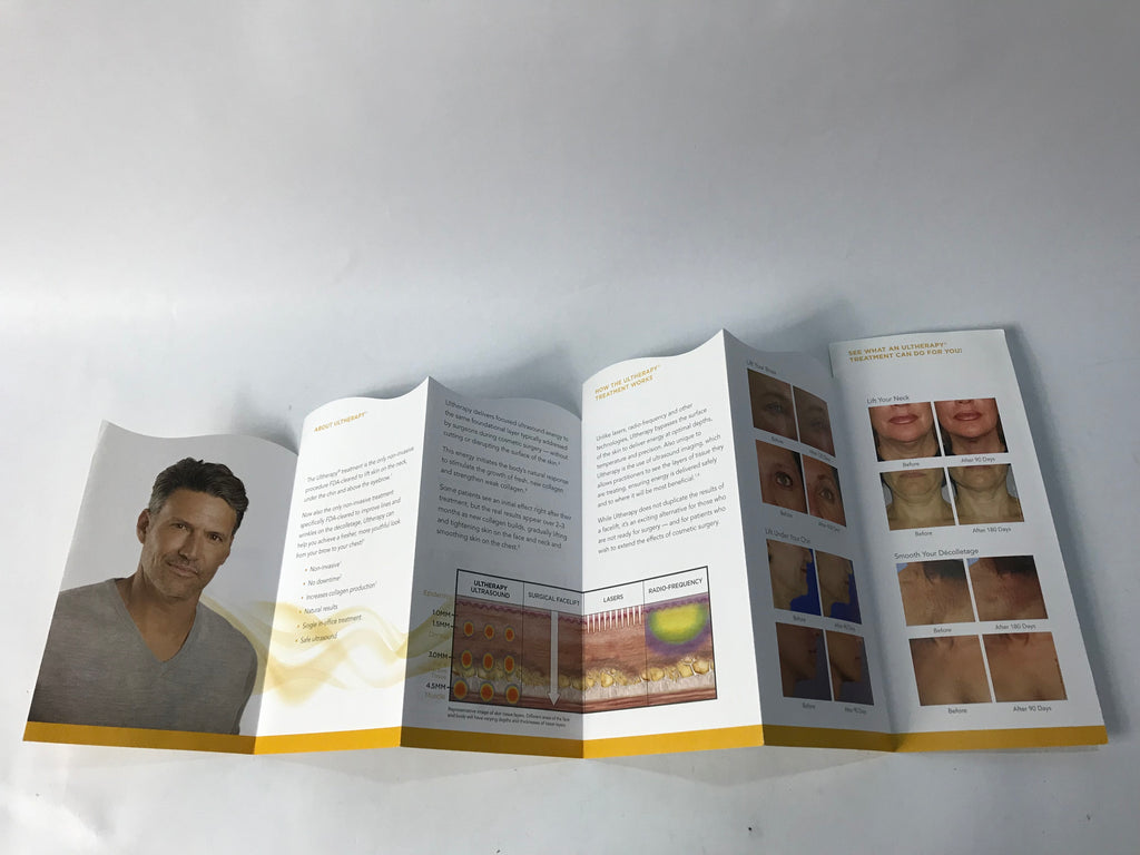 Ulthera Ultherapy Brown Chin Face Neck 12 Page Accordion Fold Brochures 7 Pack