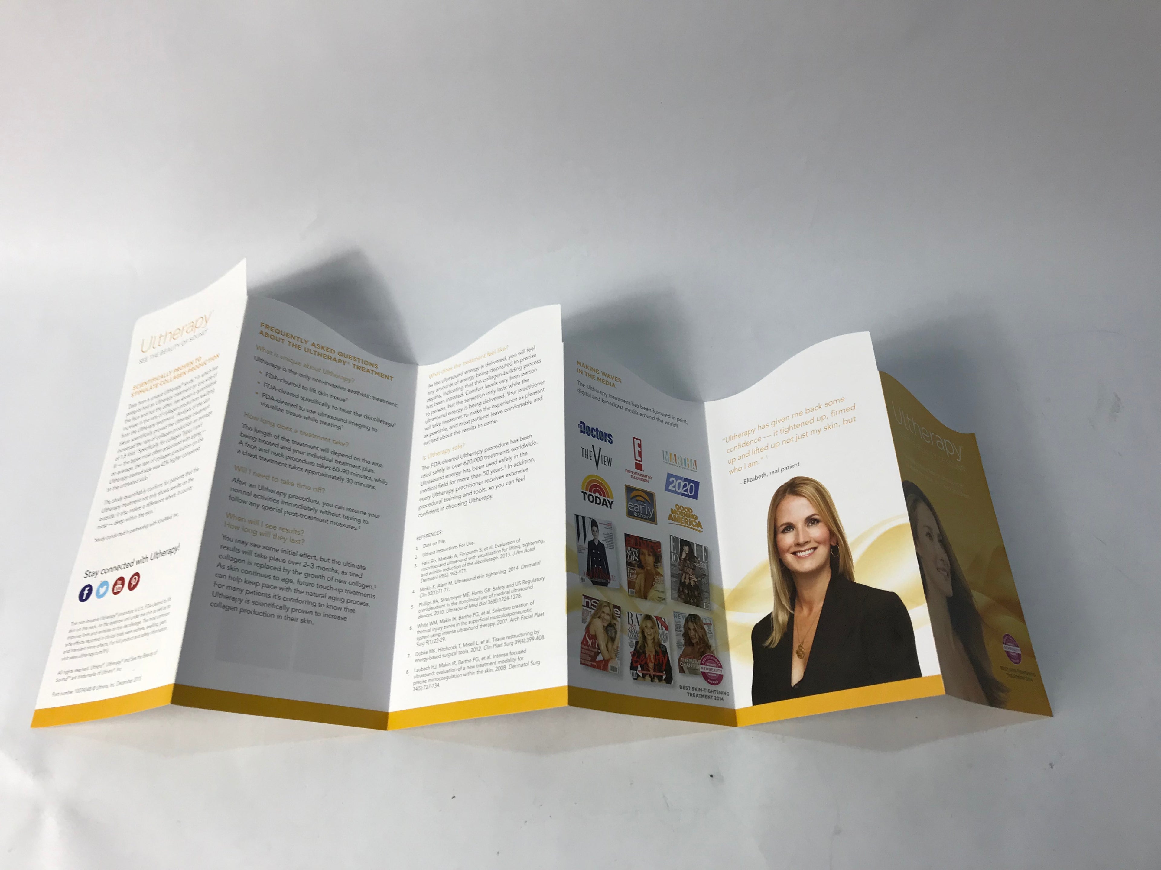 Ulthera Ultherapy Brown Chin Face Neck 12 Page Accordion Fold Brochures 7 Pack