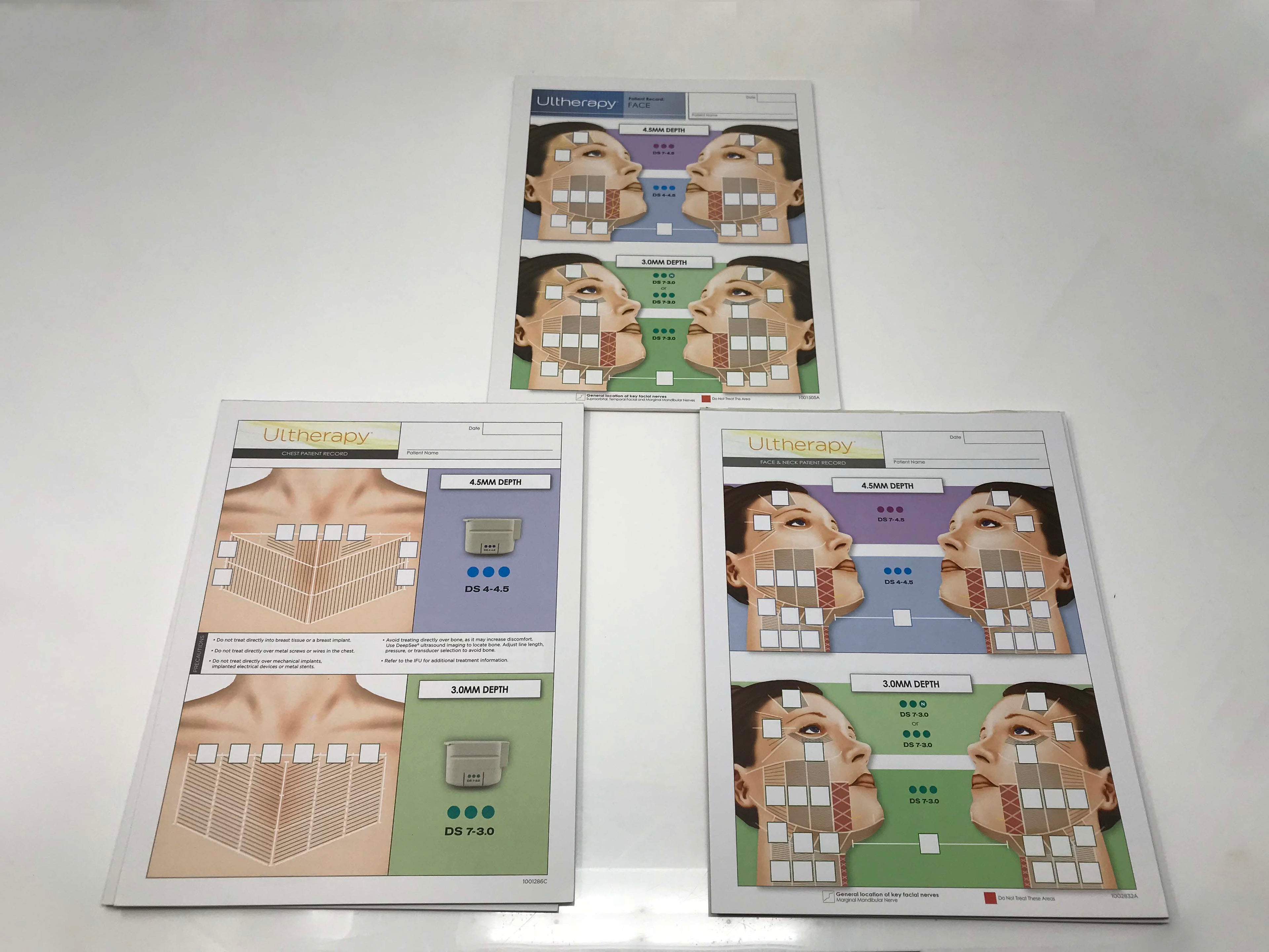 Ulthera Ultherapy Mixed Patient Record Paperwork Sheets Pads Face Neck Chest