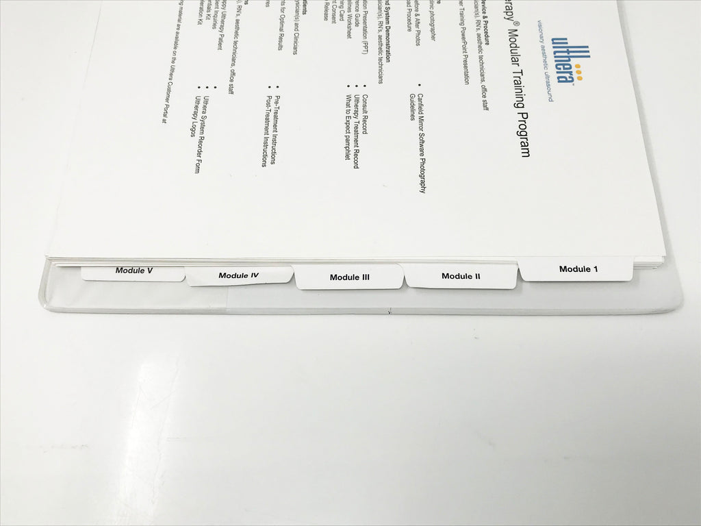 Ulthera Ultherapy UltraSound Skin Tightening Customer Training Program Manual