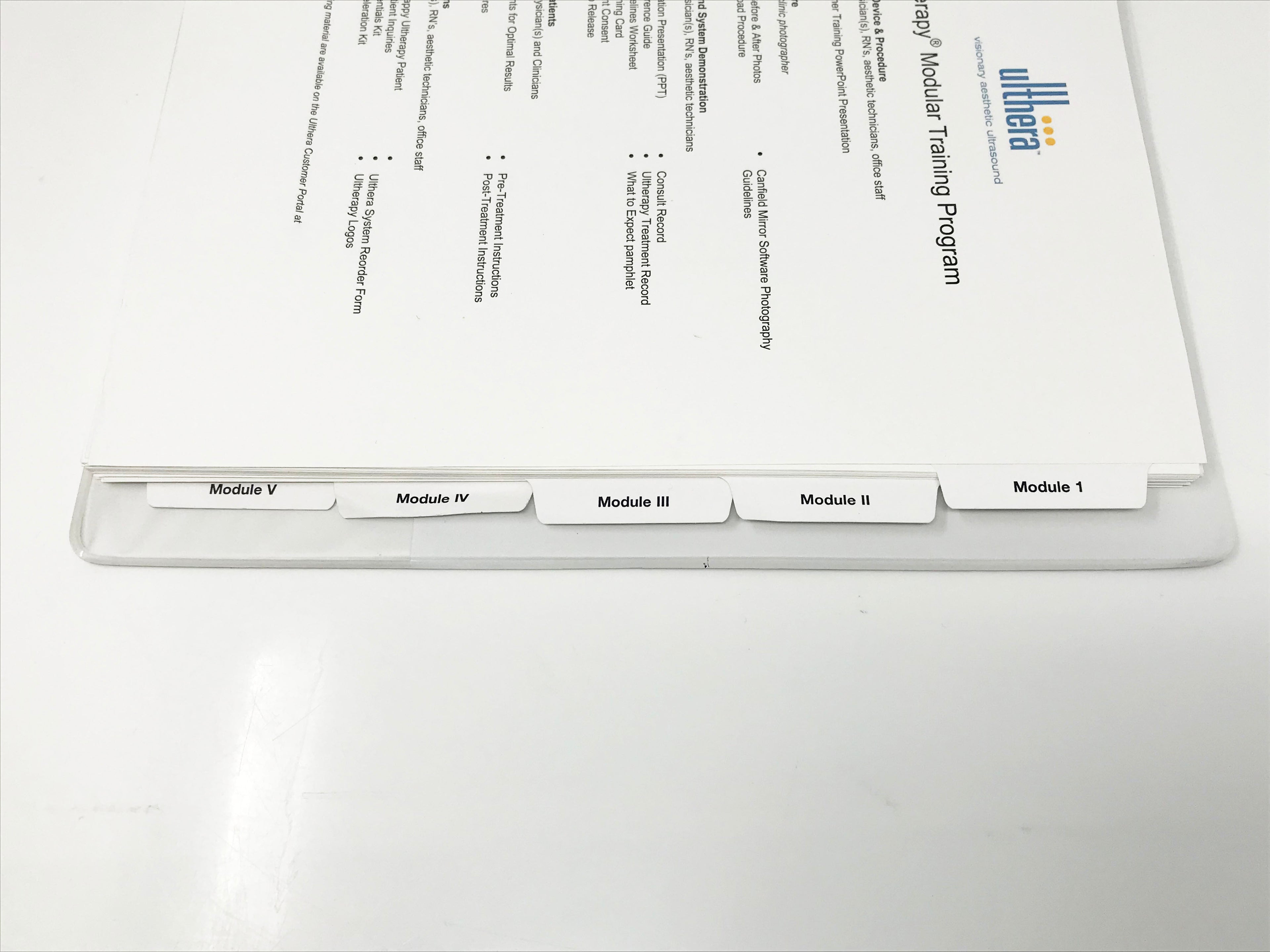 Ulthera Ultherapy UltraSound Skin Tightening Customer Training Program Manual