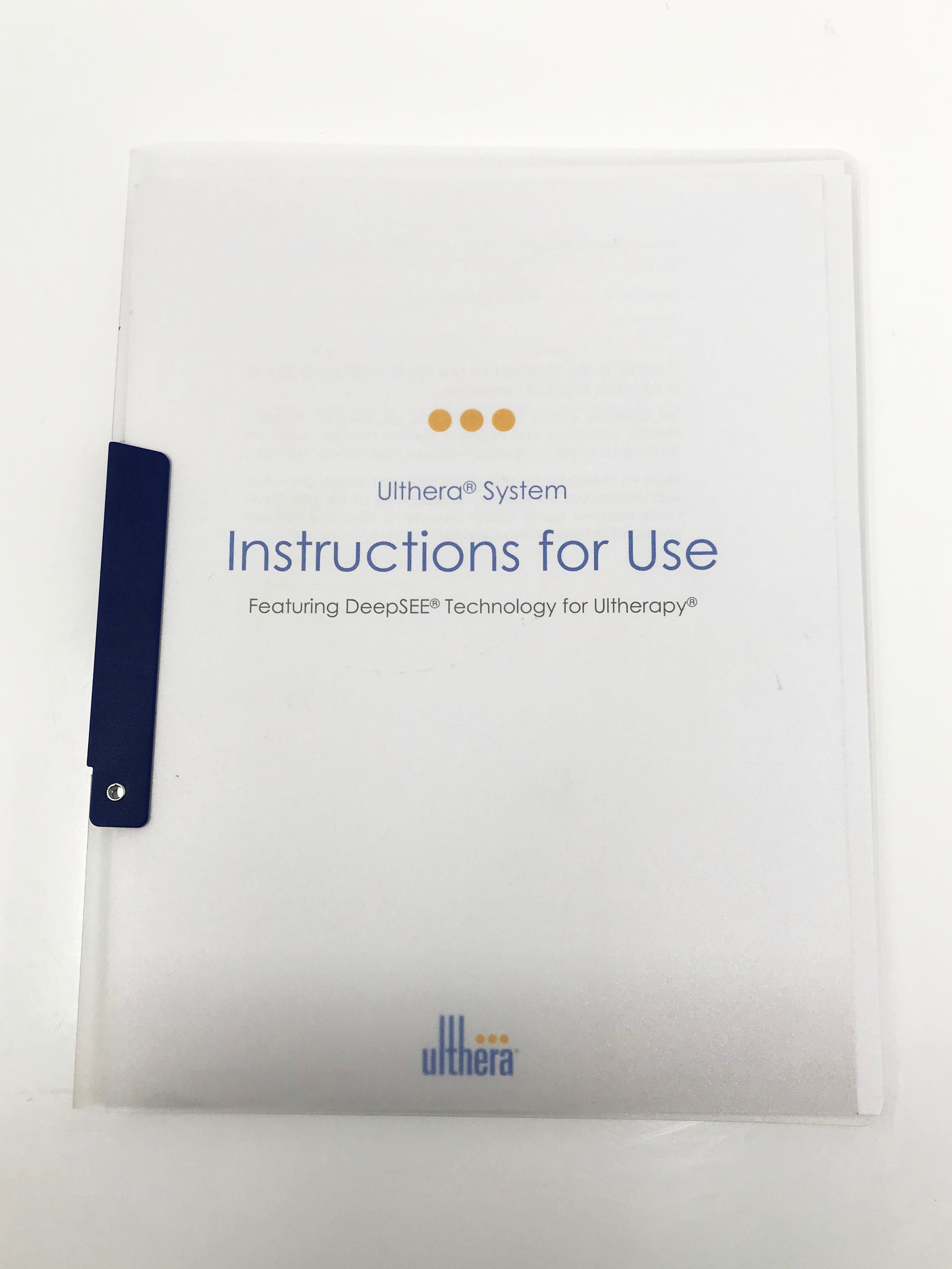 Ultherapy DeepSee Skin Tightening System Instructions User Operator Manual
