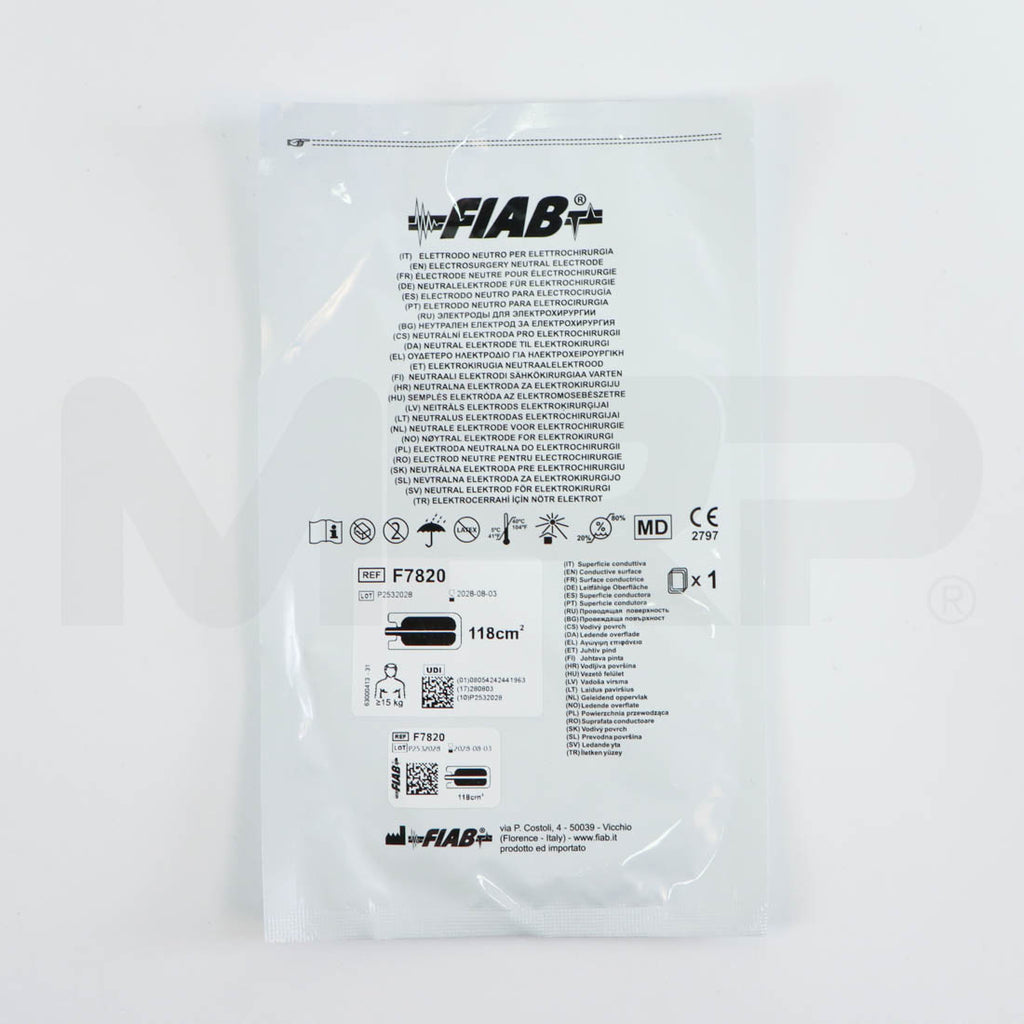 FIAB Electrosurgical Disposable Ground Pads REF F7820 EXP 08/2028