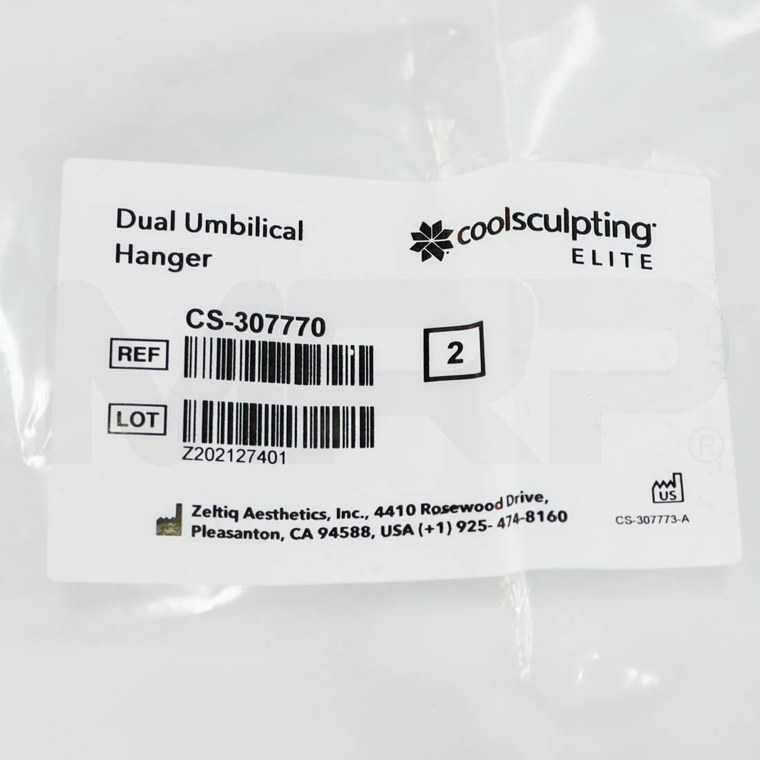 Zeltiq Coolsculpting Elite Dual Umbilical Hanger Label