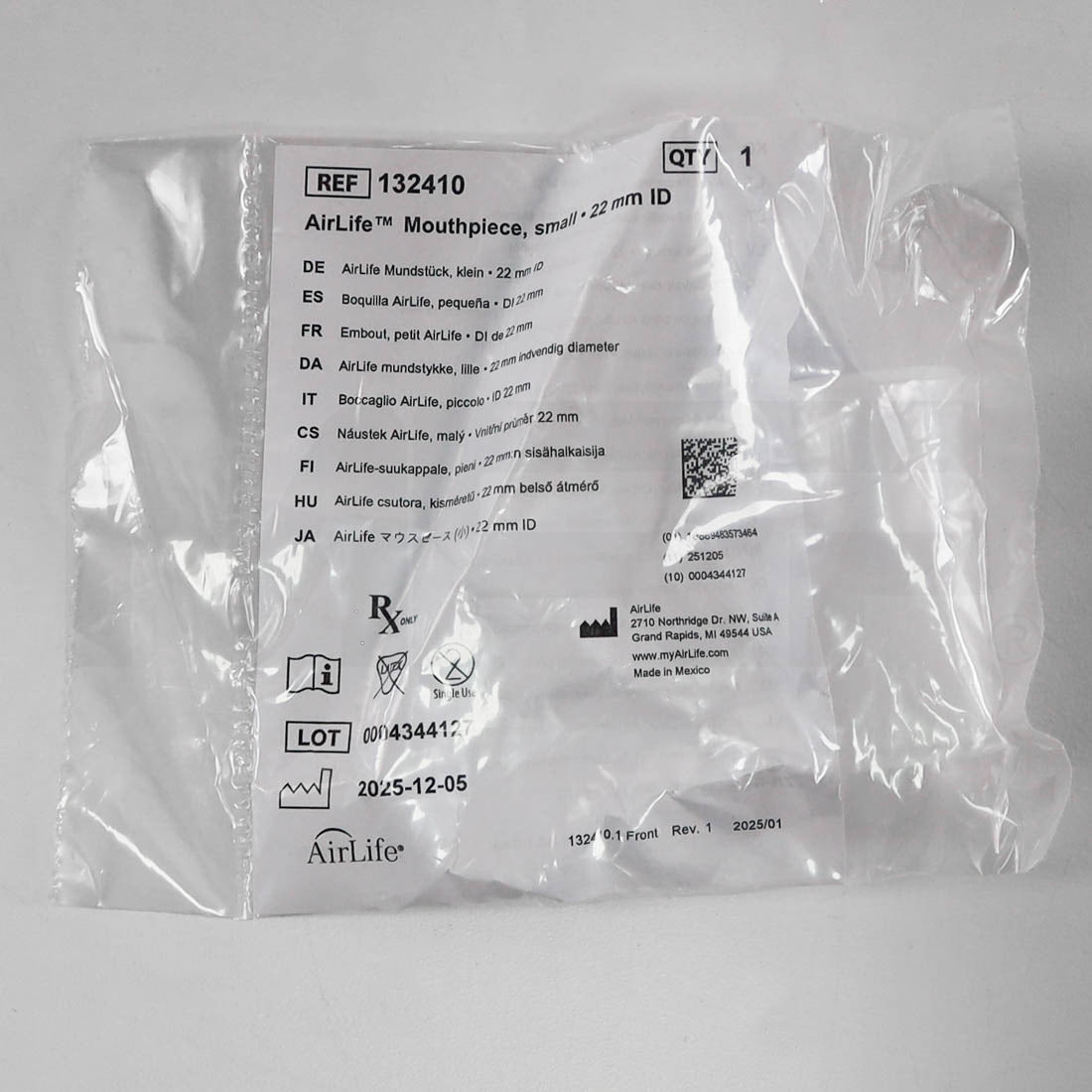 AirLife 22mm Small Mouthpiece Package Back