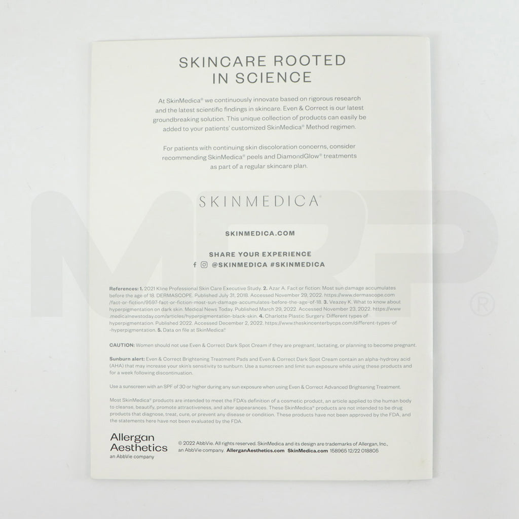 SkinMedica Even & Correct Marketing Office Booklet Back