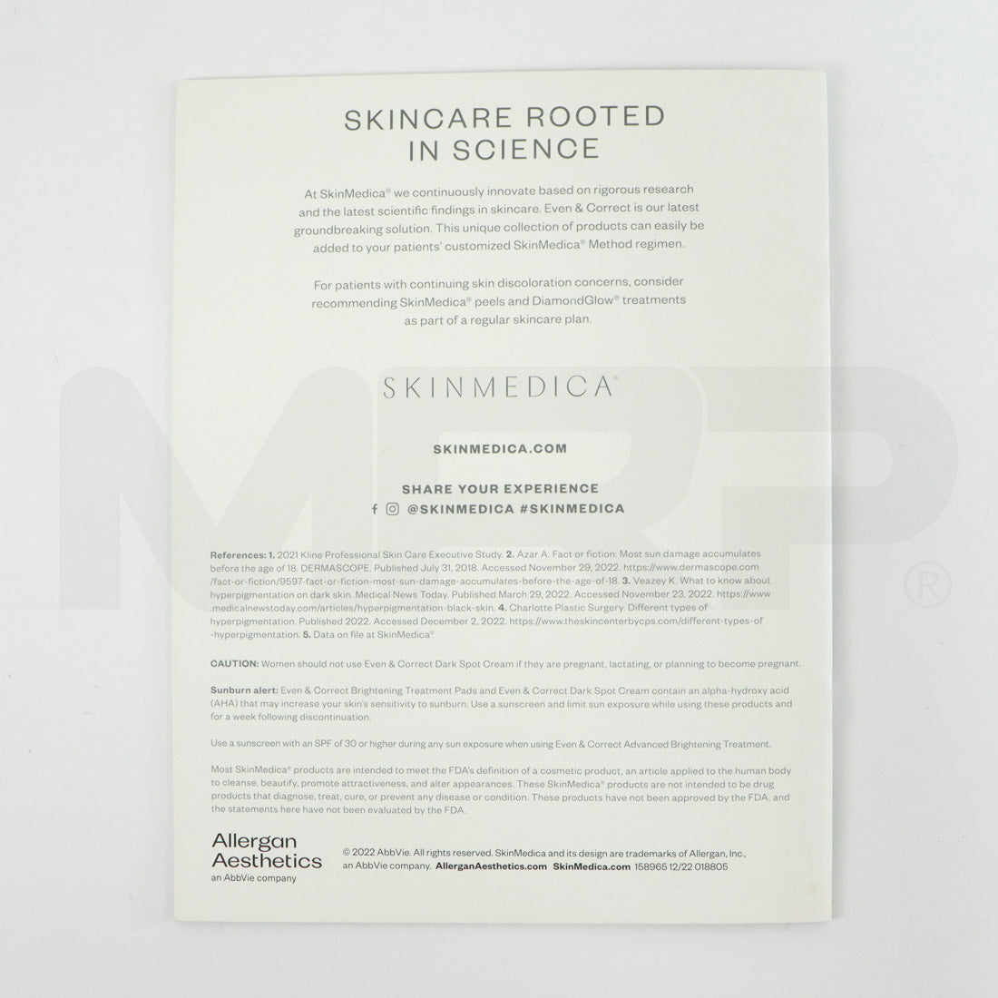SkinMedica Even & Correct Marketing Office Booklet Back