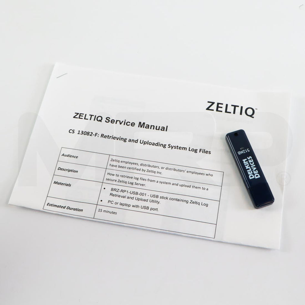Zeltiq CoolSculpting Retrieving and Uploading System Log Files USB Stick Paperwork