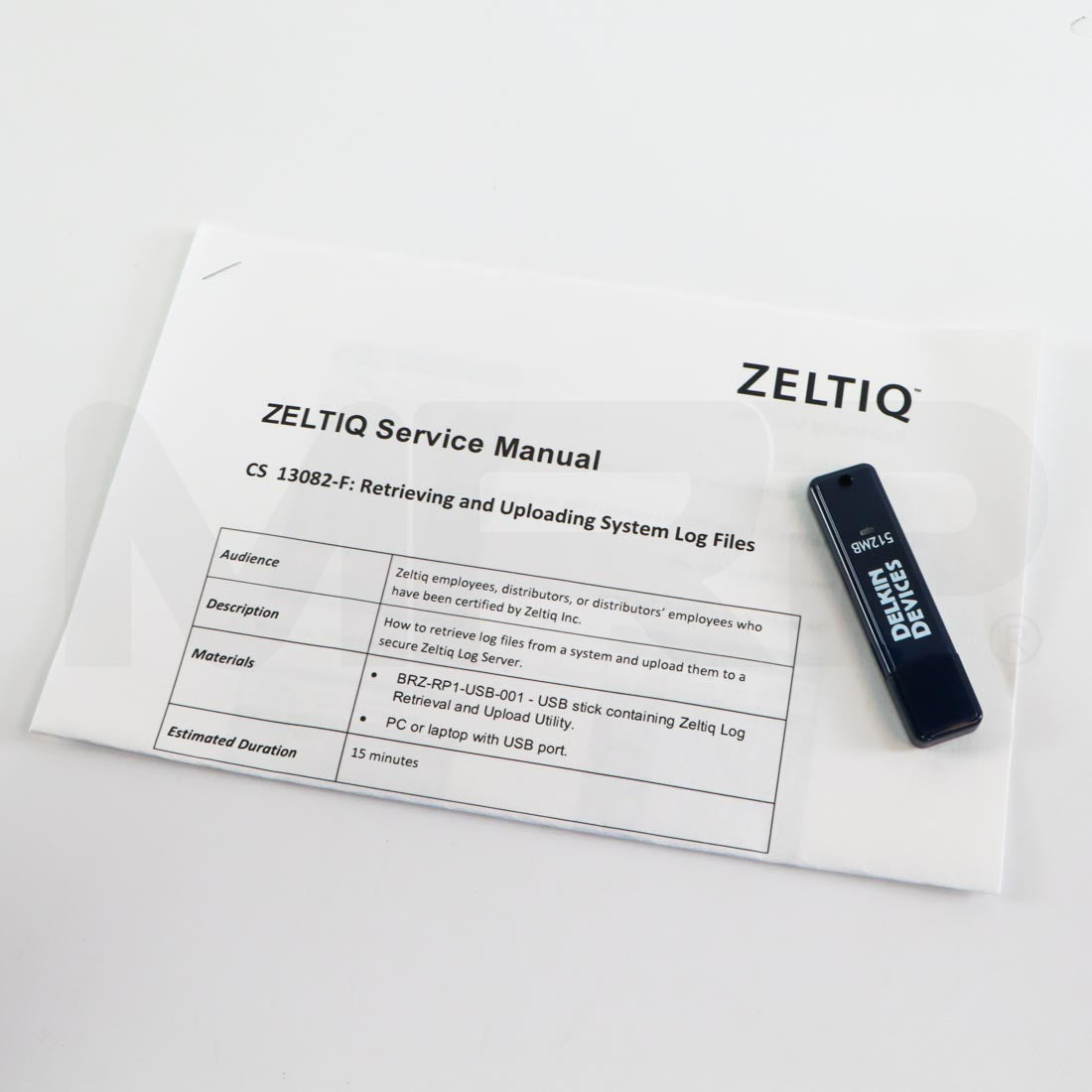 Zeltiq CoolSculpting Retrieving and Uploading System Log Files USB Stick Paperwork