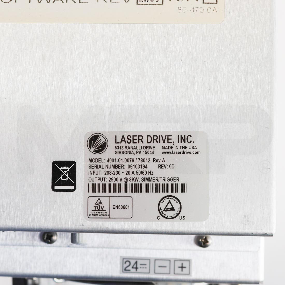 Candela Perfecta Vbeam Pulsed Dye Laser Power Supply - As-Is