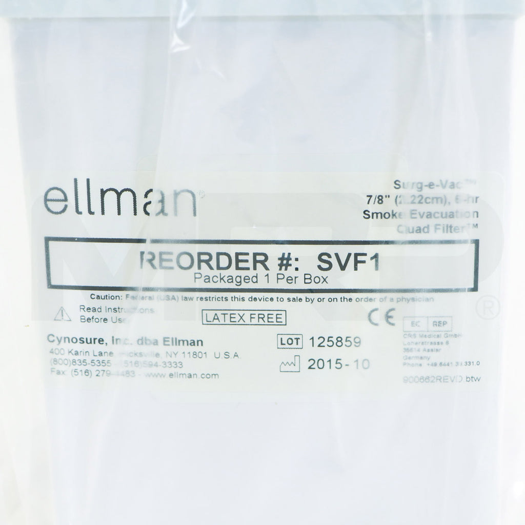 Ellman Surgical-e-Vac 7/8" 2.22 cm 6-hr Smoke Evacuation Quad Filter SVF1 - EXPIRED