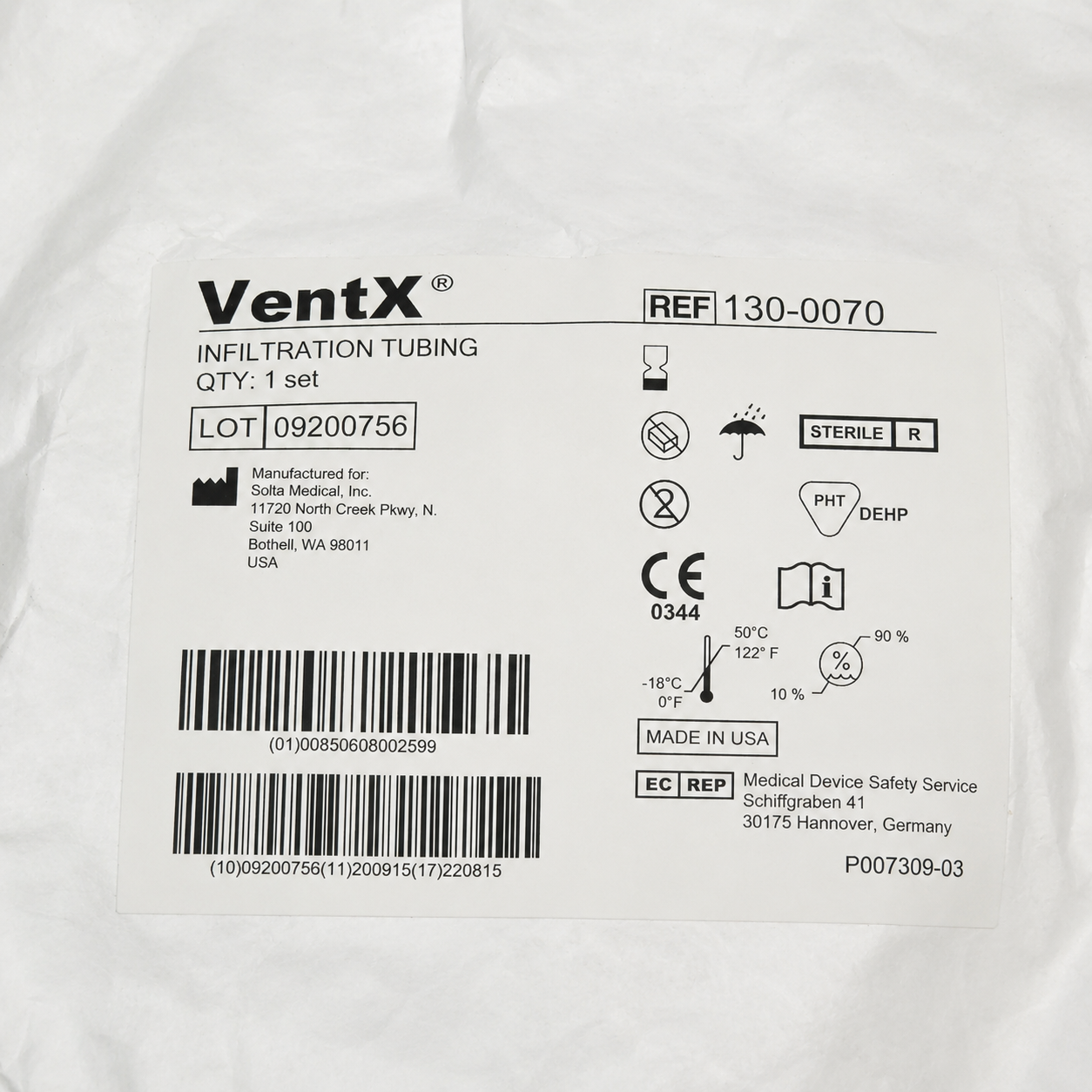 Vaser Ventx Infiltration Tubing Connection Aspiration 130-0070