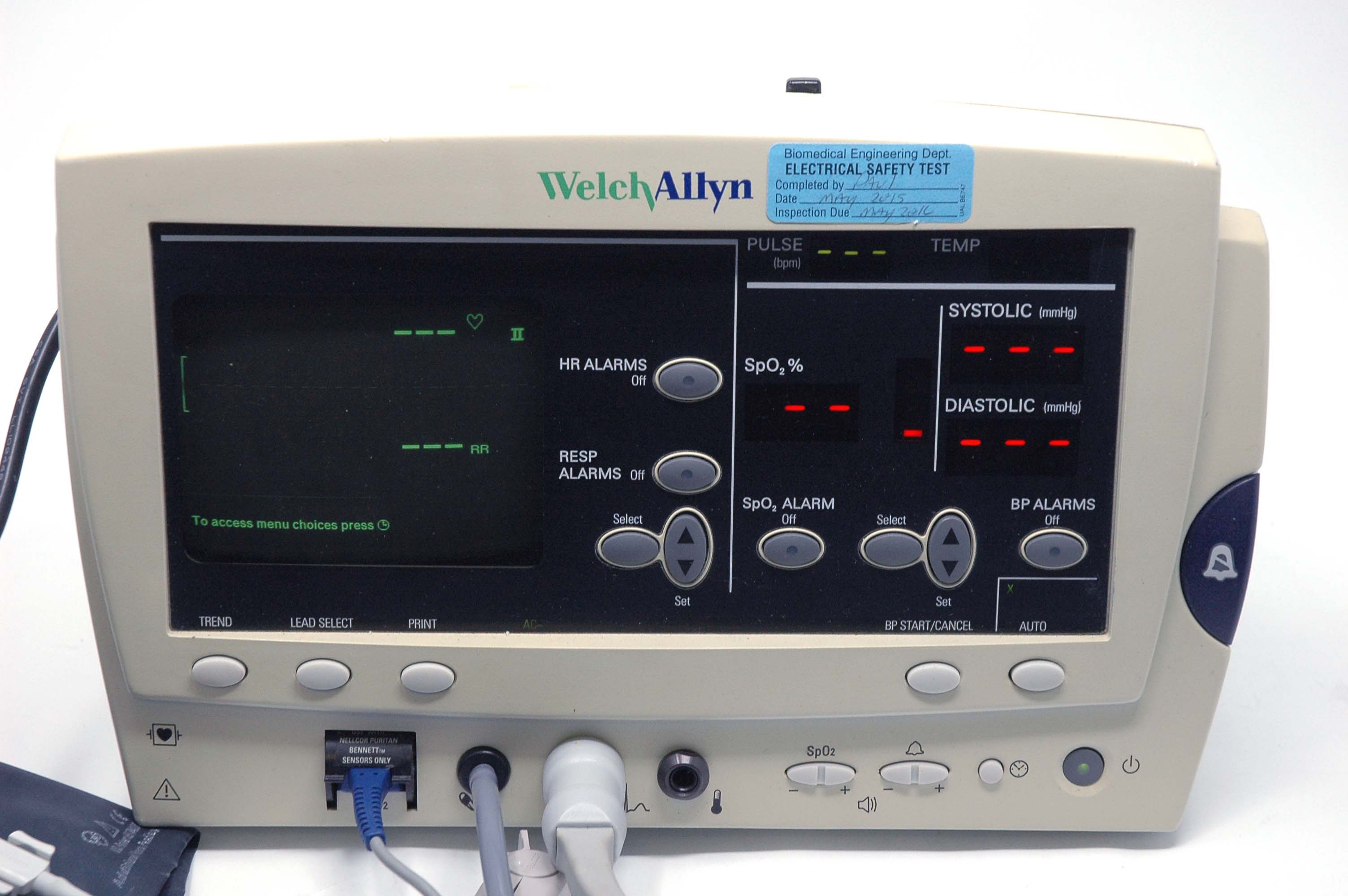 Welch Allyn Vital Signs Patient Monitor w/Blood Pressure Cuff Series 6200 EKG