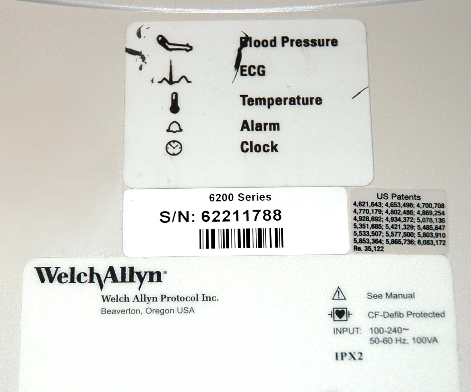Welch Allyn Vital Signs Patient Monitor w/Blood Pressure Cuff Series 6200 EKG