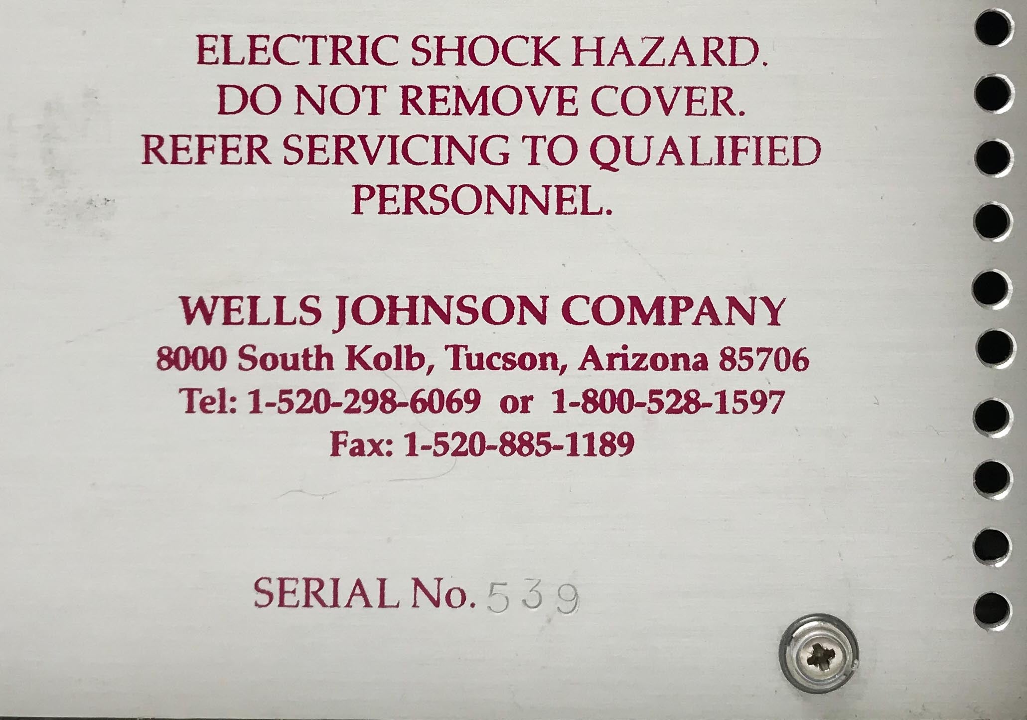 Wells Johnson Silberg EUA Infusion / Tumescent Pump Ultrasonic Generator - AS IS