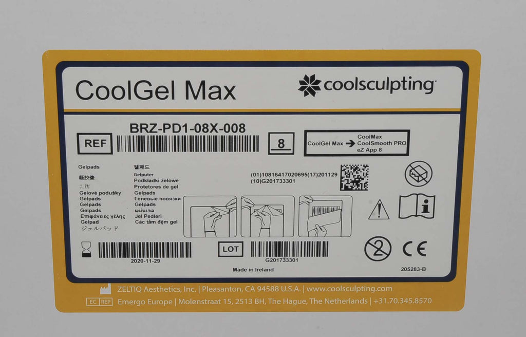 ZELTIQ BRZ-PD1-08X-008 CoolGel Max CoolSculpting CoolSmooth Pro (x16 Pcs-2 Bxs)