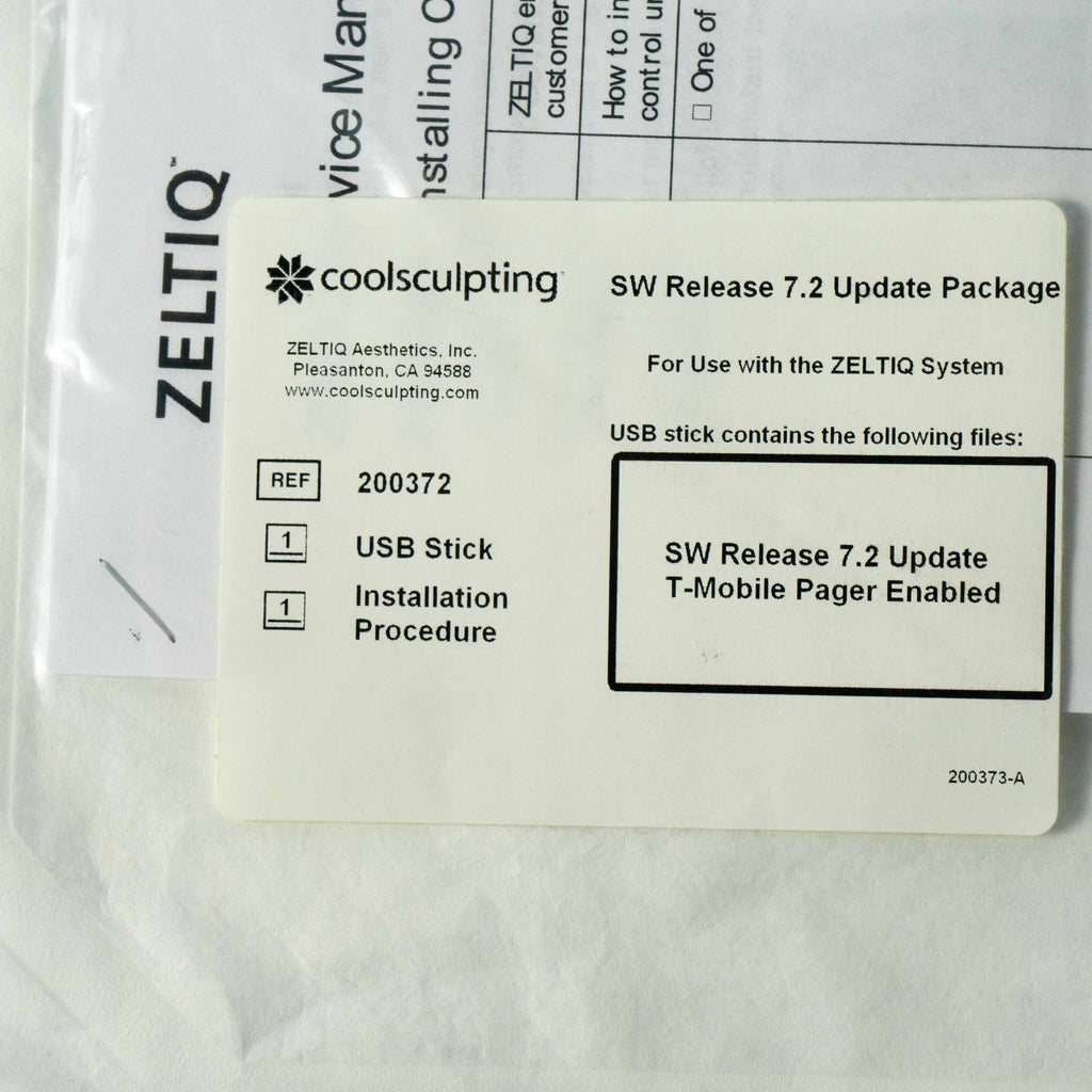 ZELTIQ SW Release 7.2 Update Package USB REF: 200372 & Installation Procedure