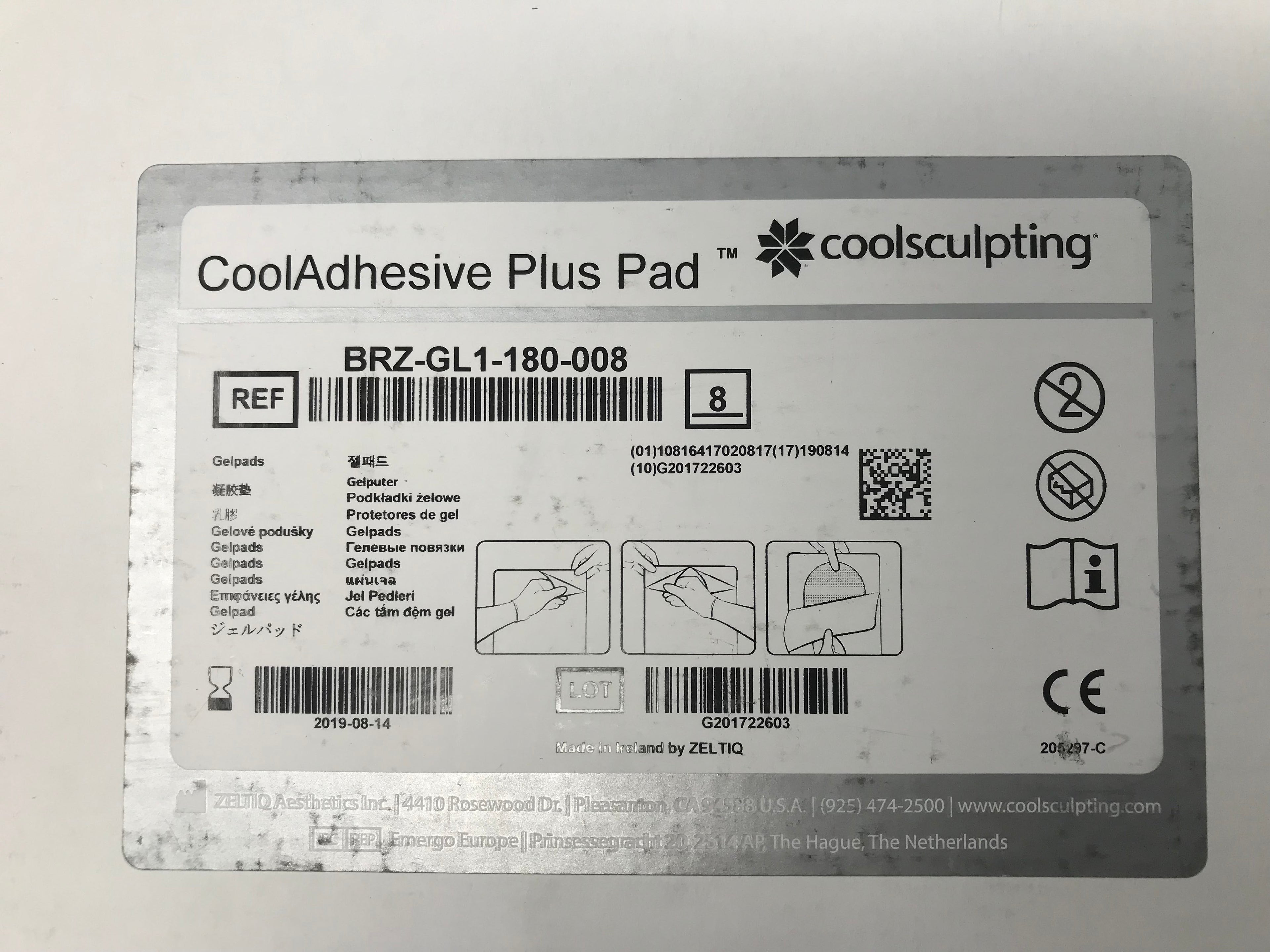 Zeltiq Cool Sculpting CoolAdhesive Plus Skin Insulating Pad BRZ-GL1-180 8 Pack