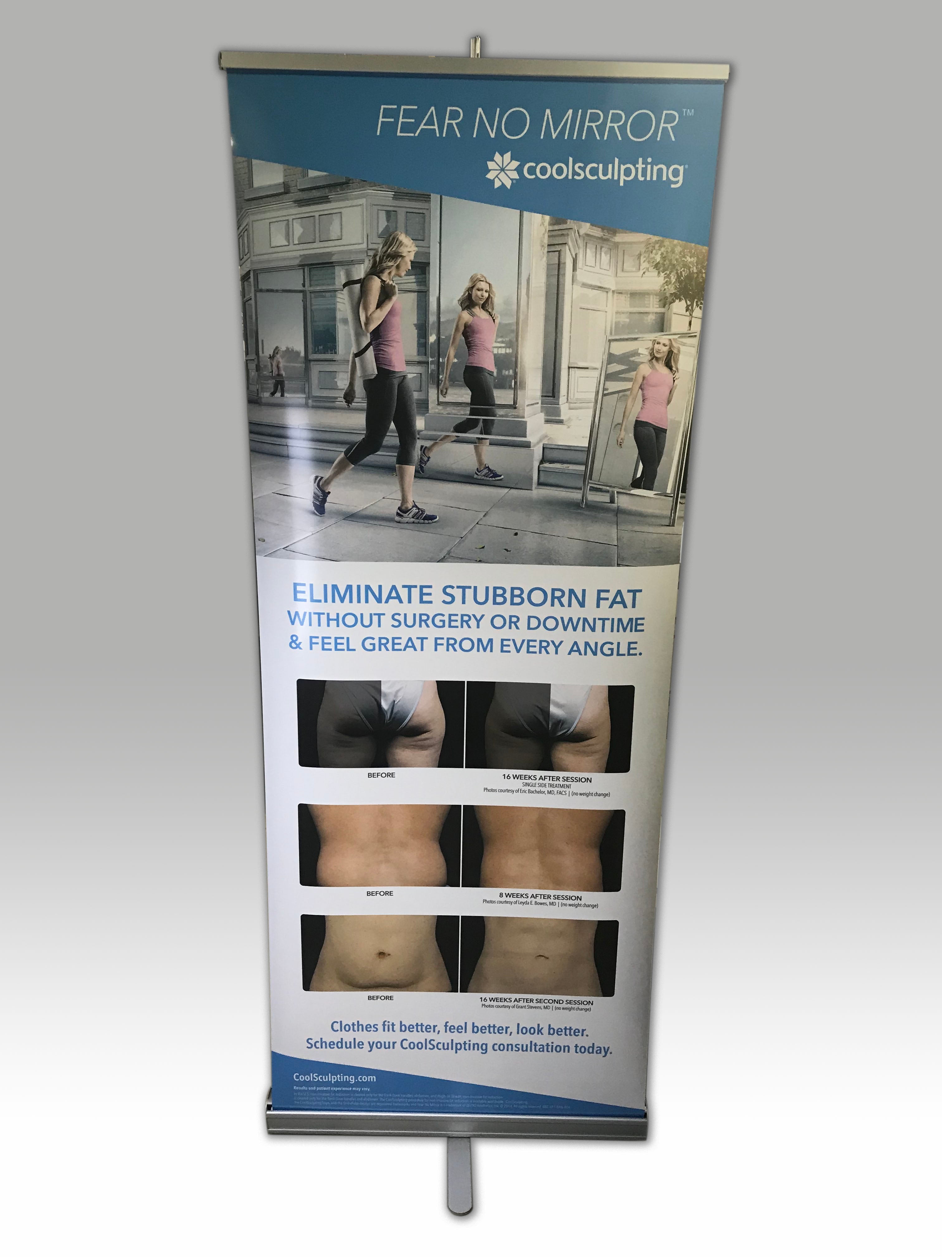 Zeltiq Cool Sculpting Fear No Mirror Cellulite Reduction Marketing Banner 80x30"