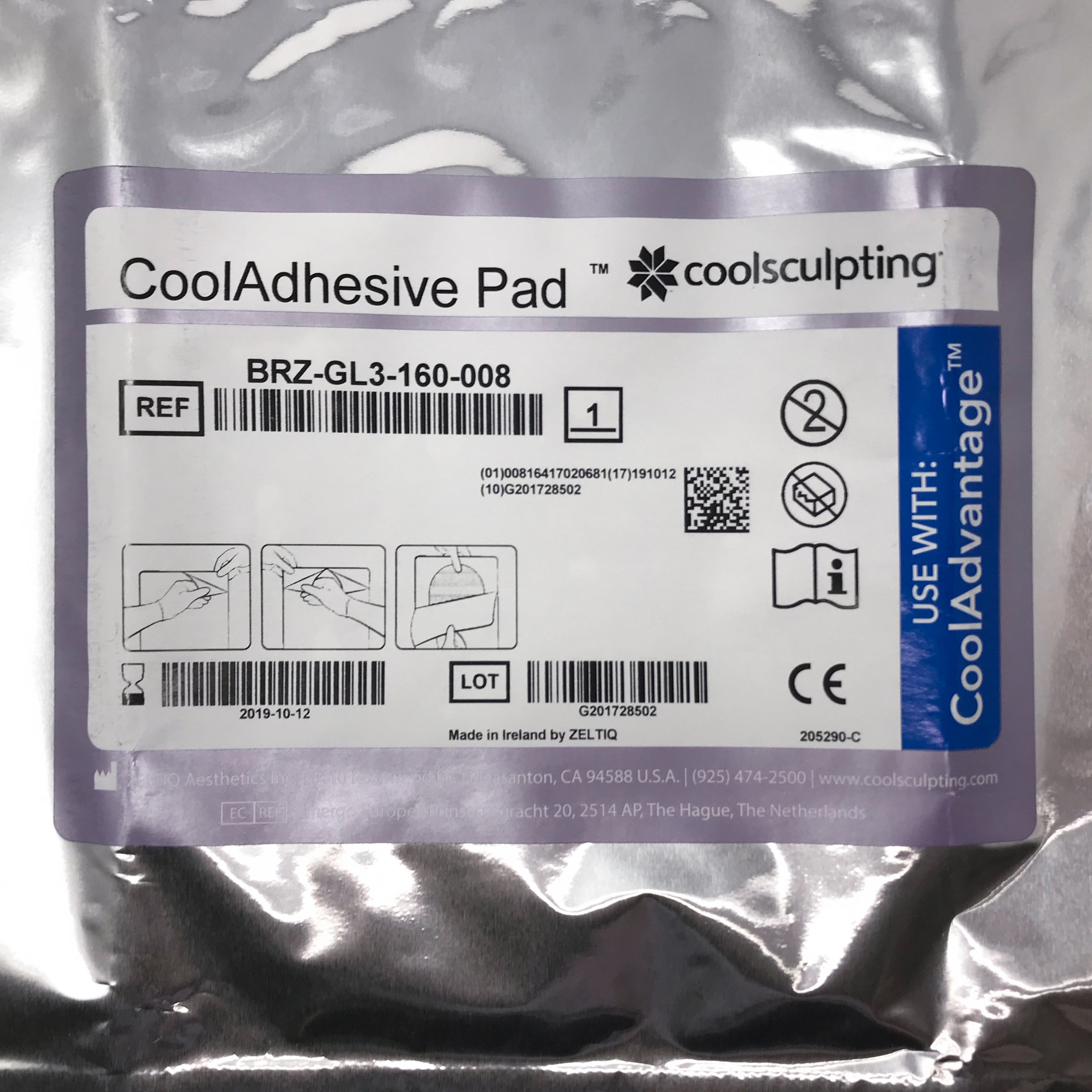 Zeltiq CoolSculpting COOLADHESIVE Pad BRZ-GL3-160-008 Cool Adhesive x2Pcs