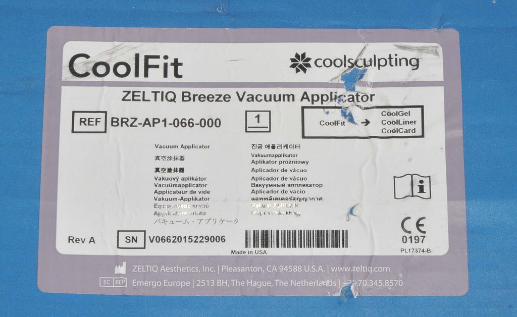 Zeltiq CoolSculpting CoolFit Breeze Vacuum Applicator BRZ-AP1-066-000 Handpiece