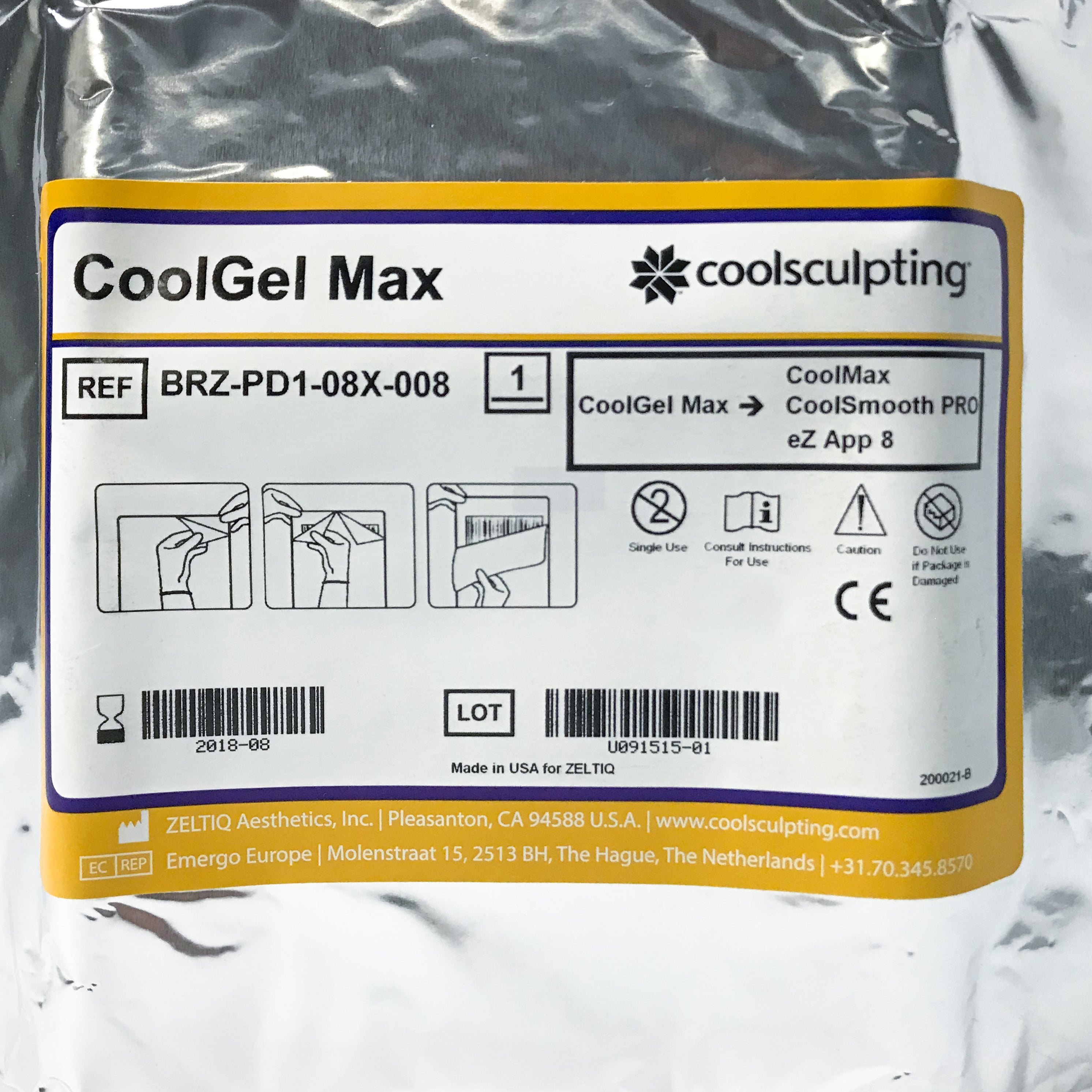 Zeltiq CoolSculpting CoolGel Max CoolSmooth PRO BRZ-PD1-08X-008 (6 Pcs)