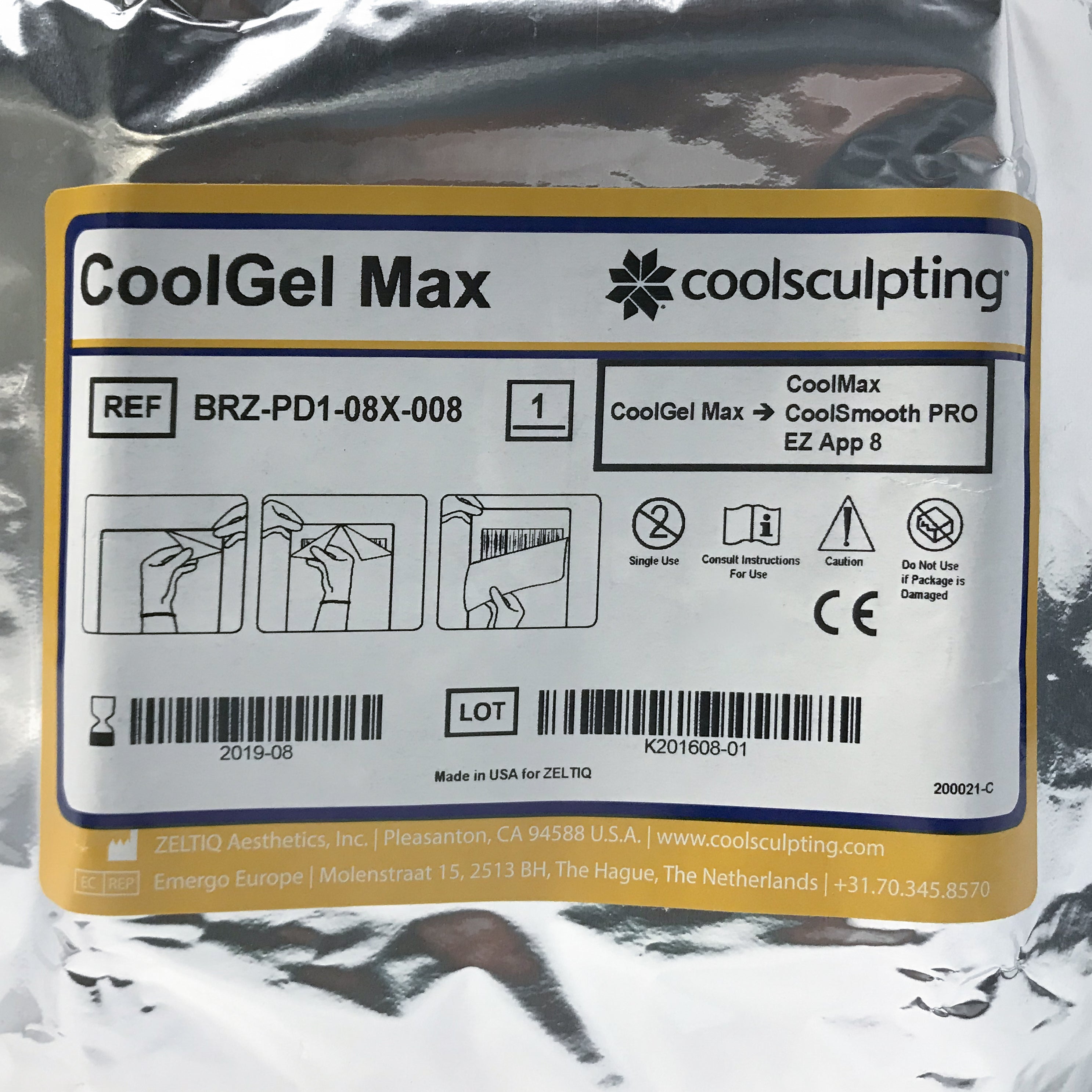 Zeltiq CoolSculpting CoolGel Max CoolSmooth PRO BRZ-PD1-08X-008 (9 Pcs)