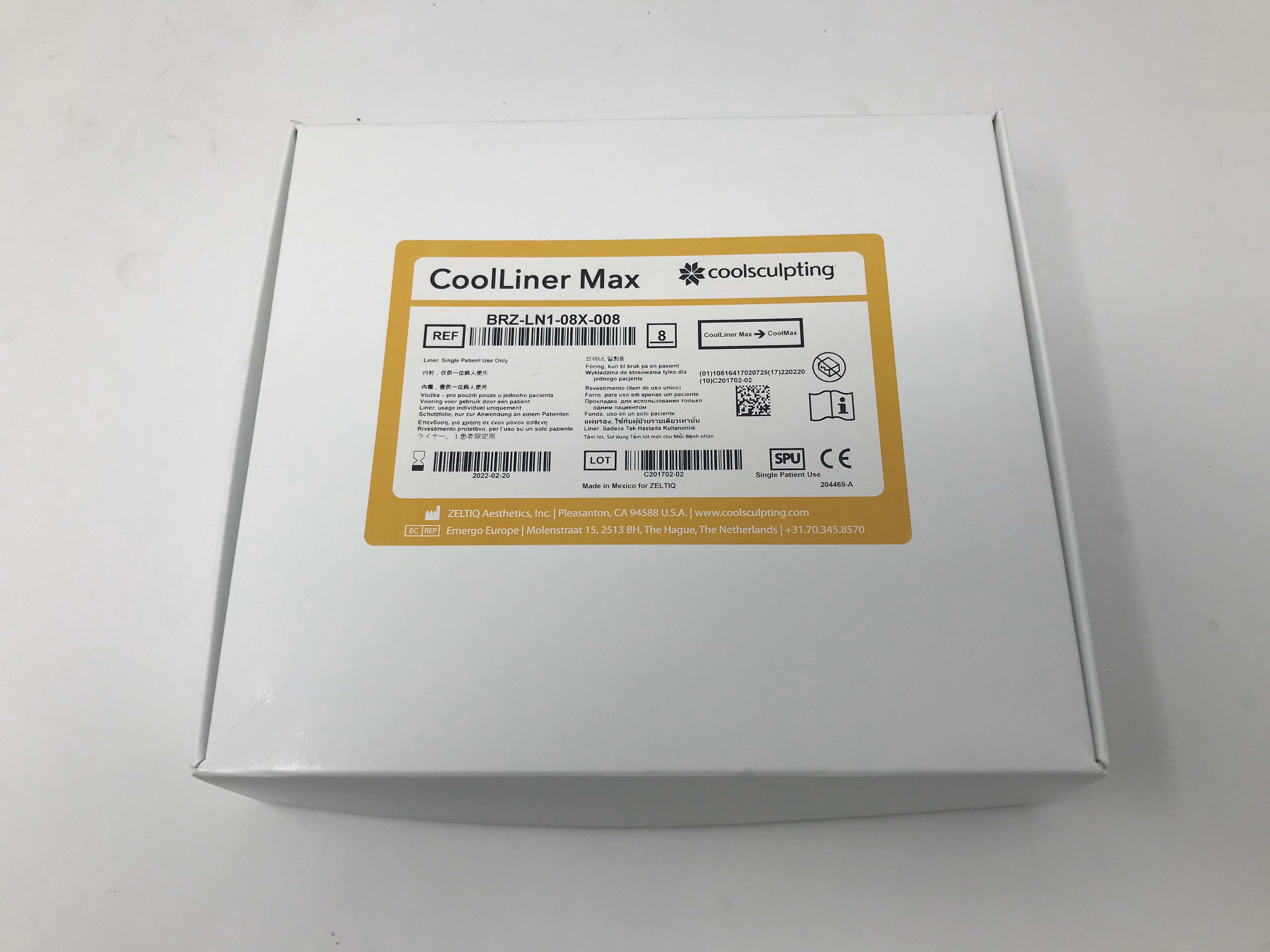 Zeltiq CoolSculpting CoolLiner Max Applicator Liners BRZ-LN1-08X-008 BOX OF 8