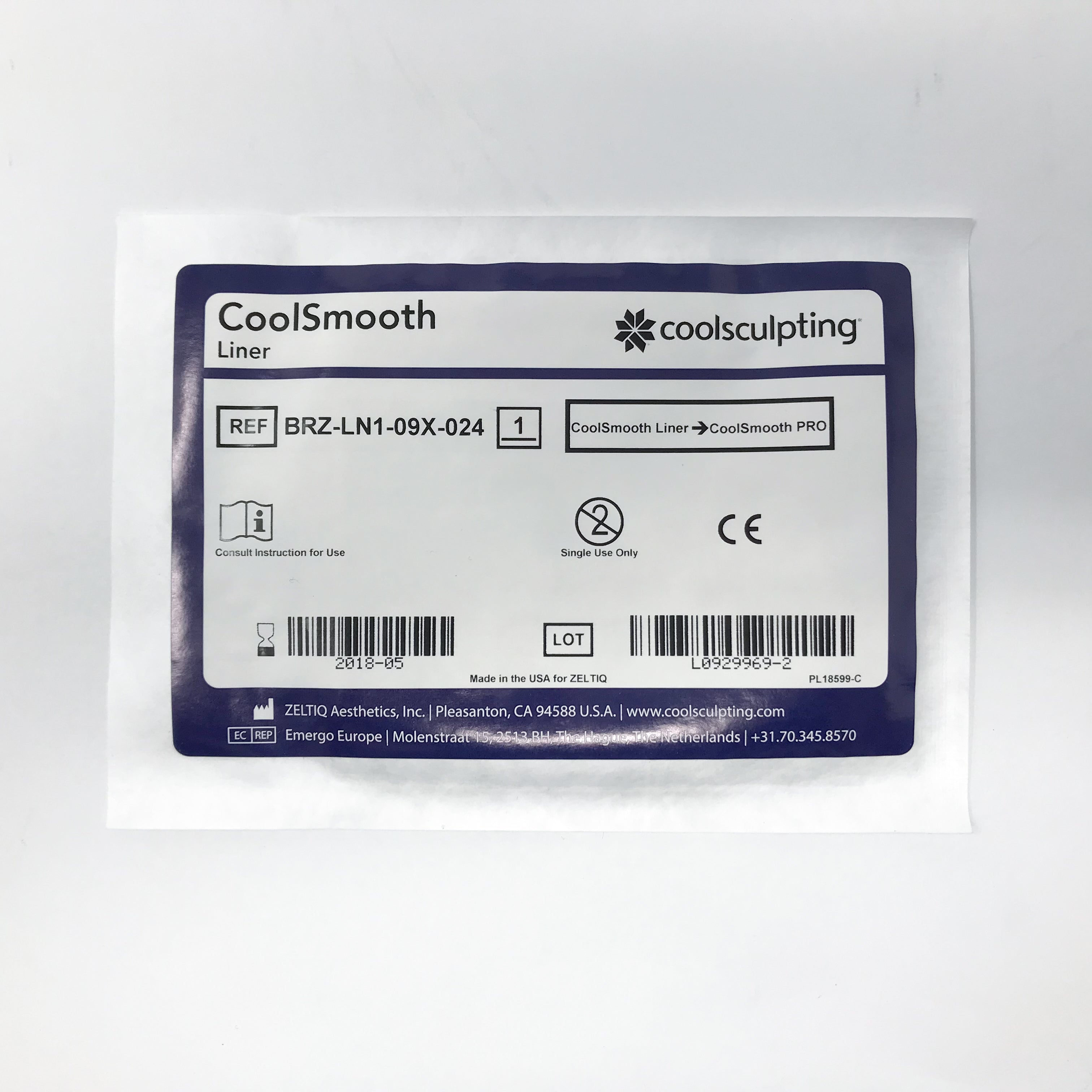 Zeltiq CoolSculpting CoolSmooth Liner BRZ-LN1-09X-024 Cool Smooth Exp: 5/18 44Pc