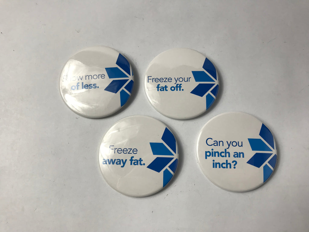 Zeltiq CoolSculpting Fat Reduction Buttons Pins Marketing Badges Pack of 4