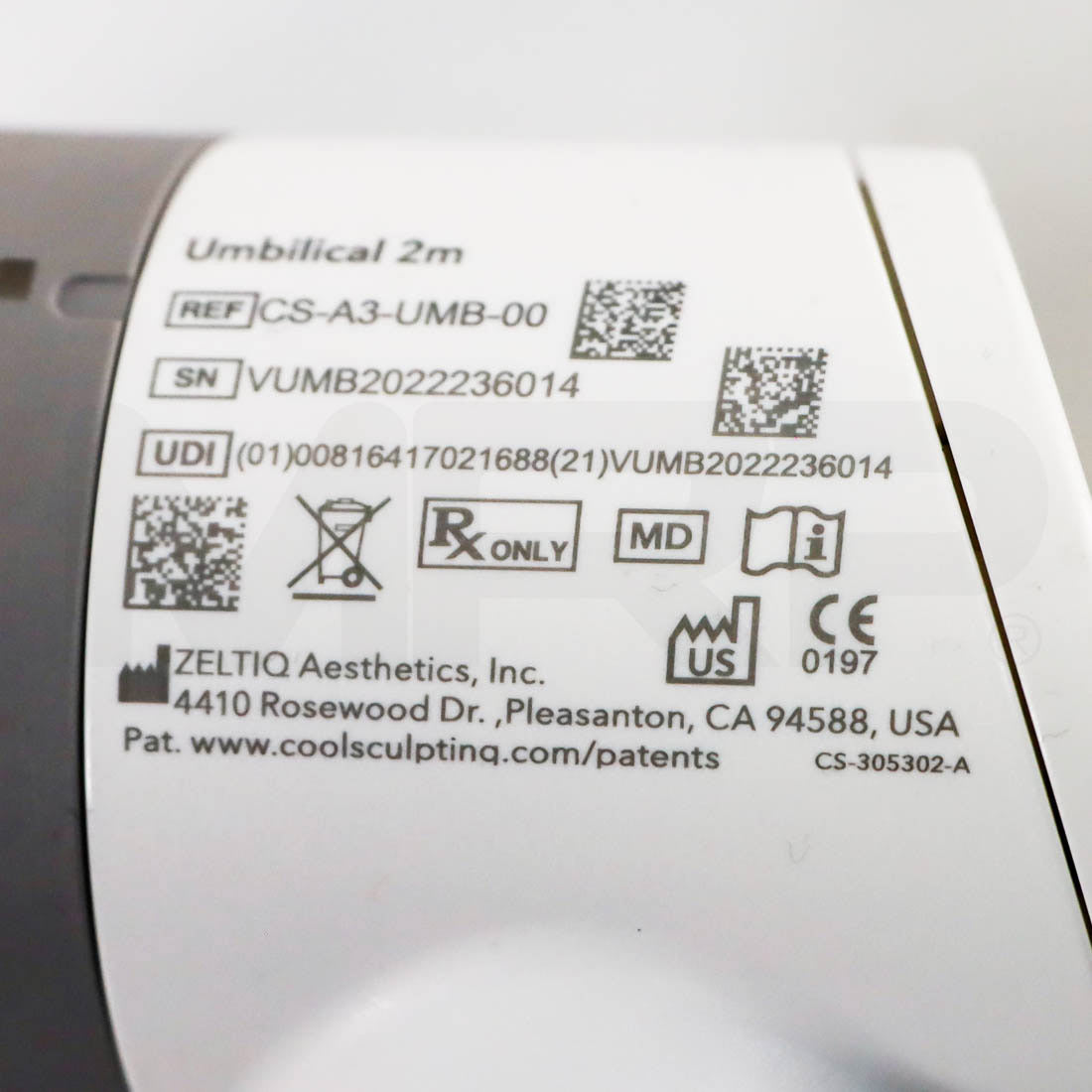2022 Zeltiq CoolSculpting Elite System Umbilical 2m #1 Applicator Label