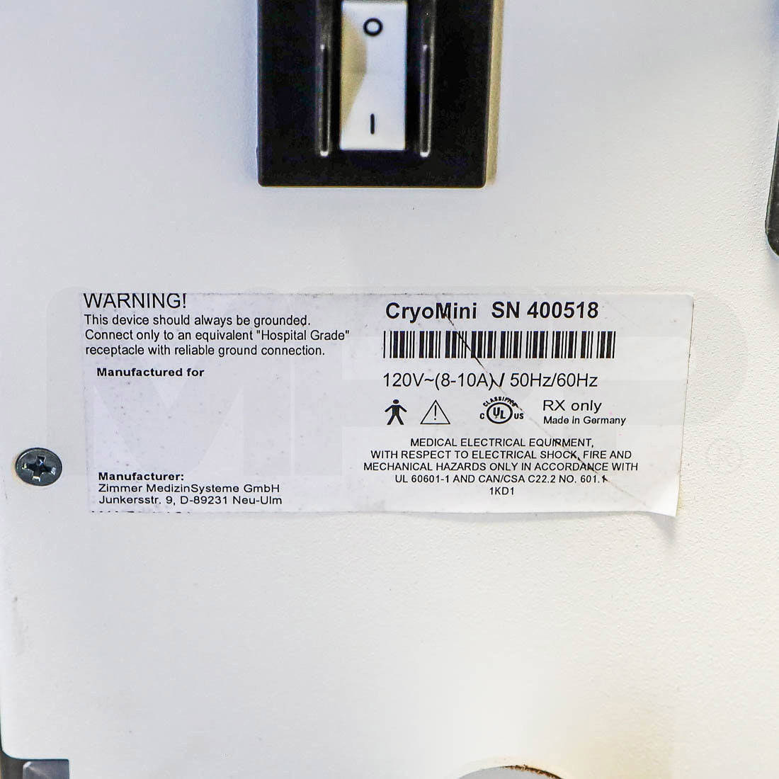 Zimmer Cryo Mini Cold Air Cooling System