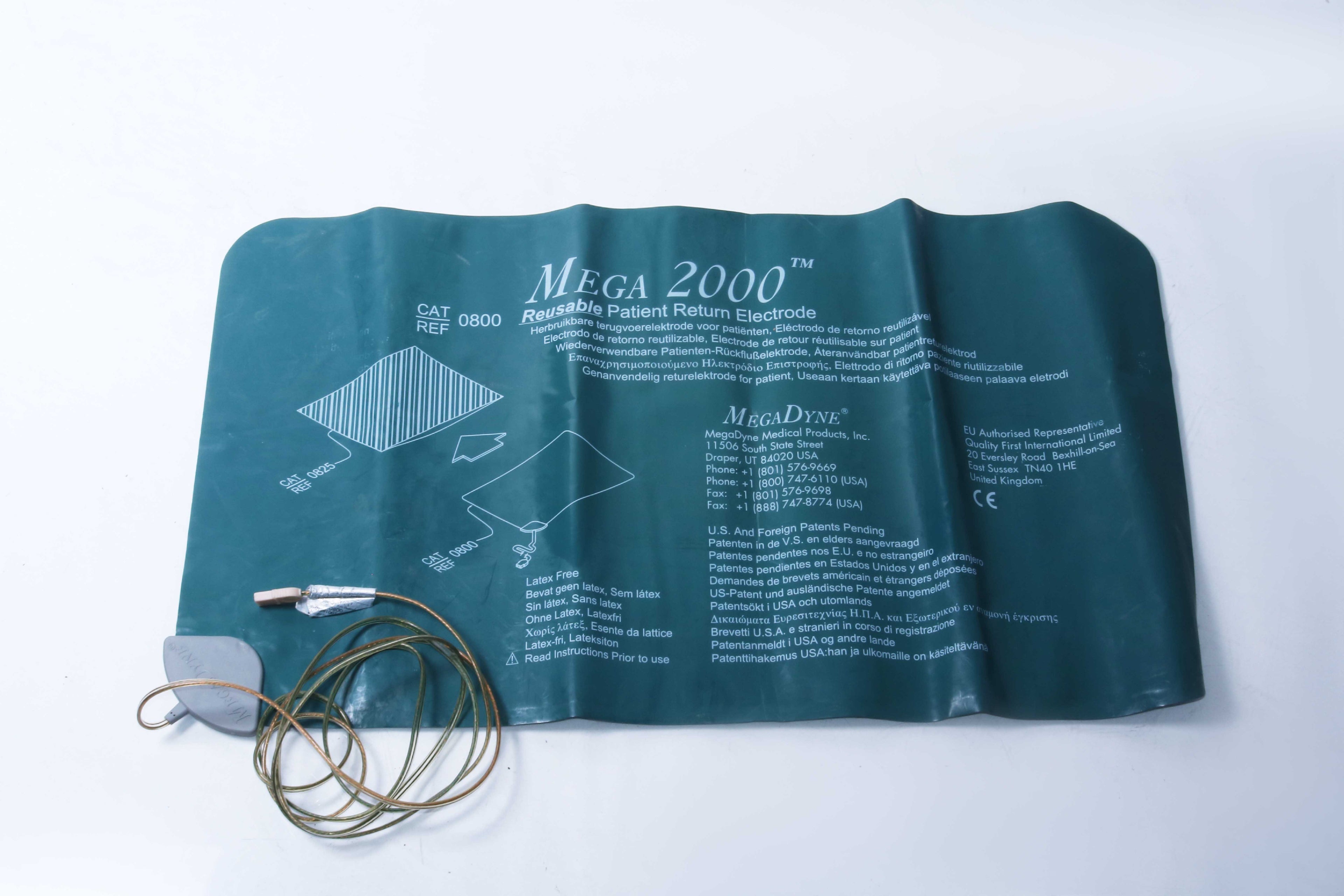 MegaDyne 0800 Mega 2000 Reusable Patient Return Electrode Body Pad 36x20" AS IS