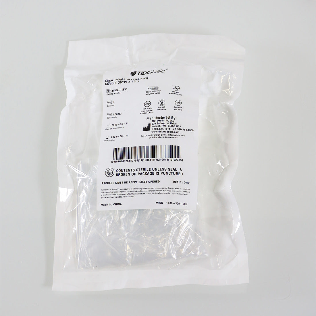 Tidi Shield Dome Bag 36inx18in Clear Image Intensifier Cover MICK-1836 Single