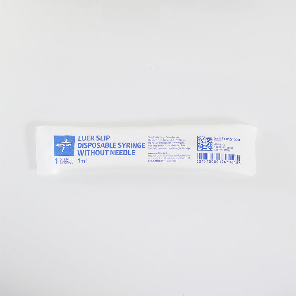 Medline Luer Slip Disposable Syringe Without Needle SYR101020 x6 Pack